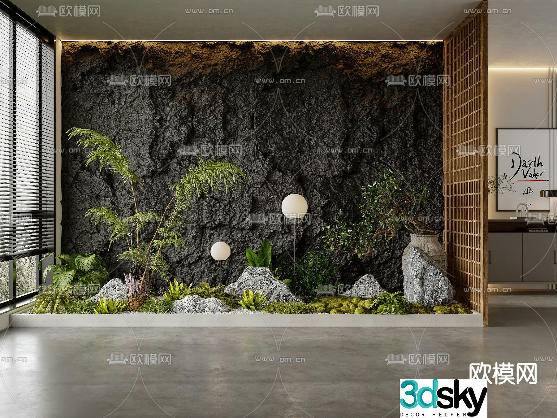 Indoor landscaping plant pile 3d model