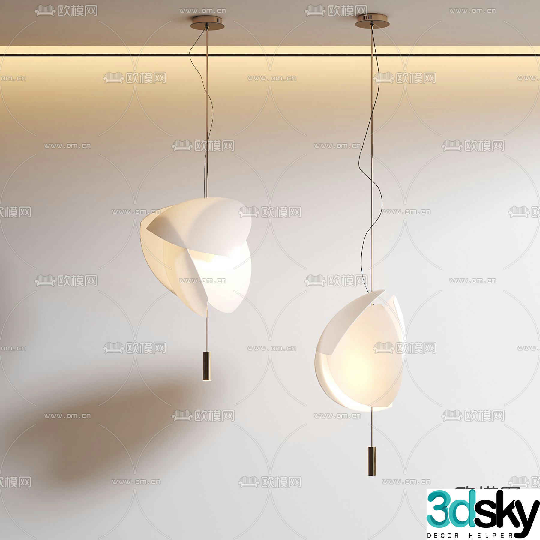 Cream style small chandelier 3d model