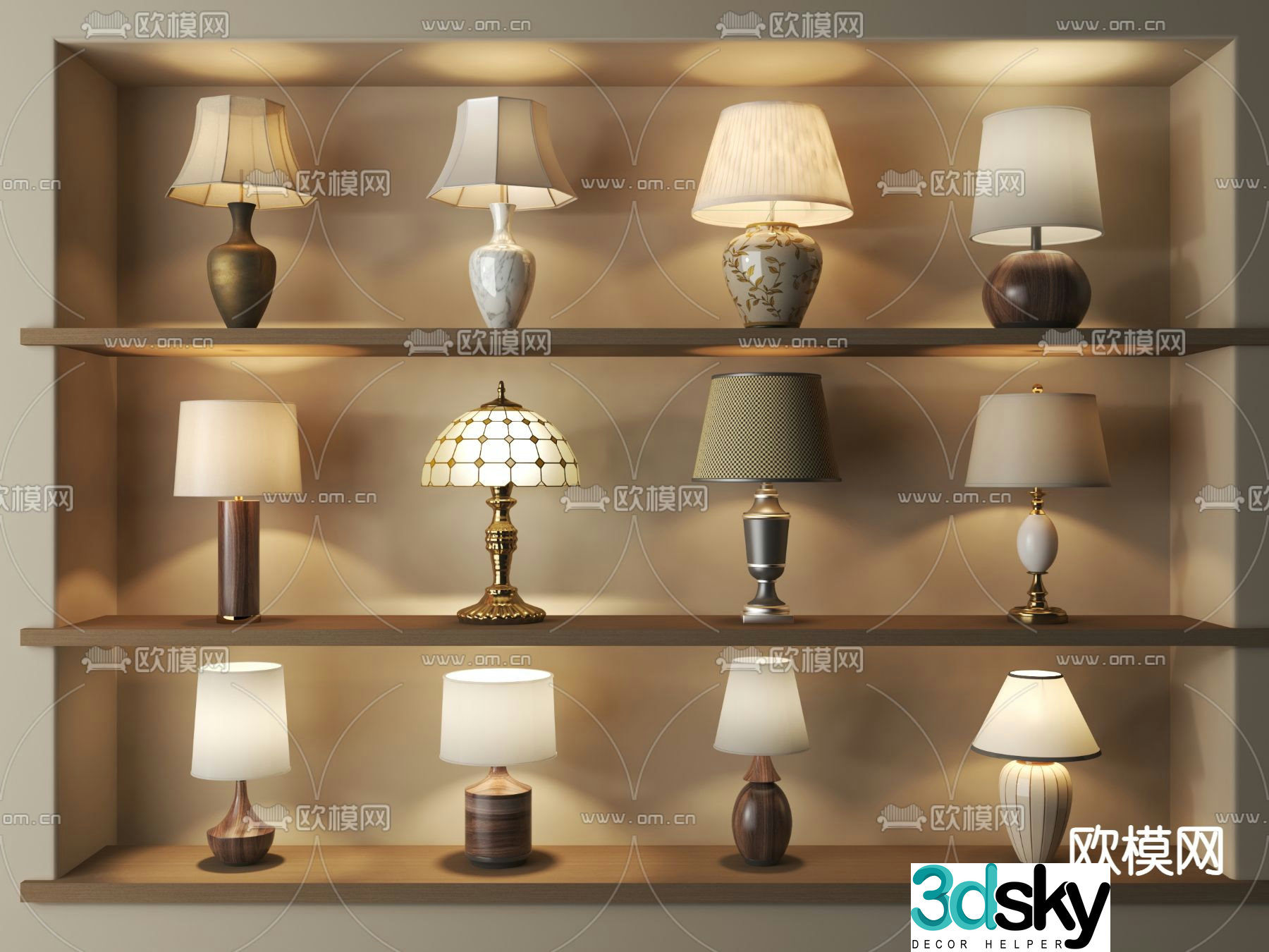 Medieval style desk lamp 3d model