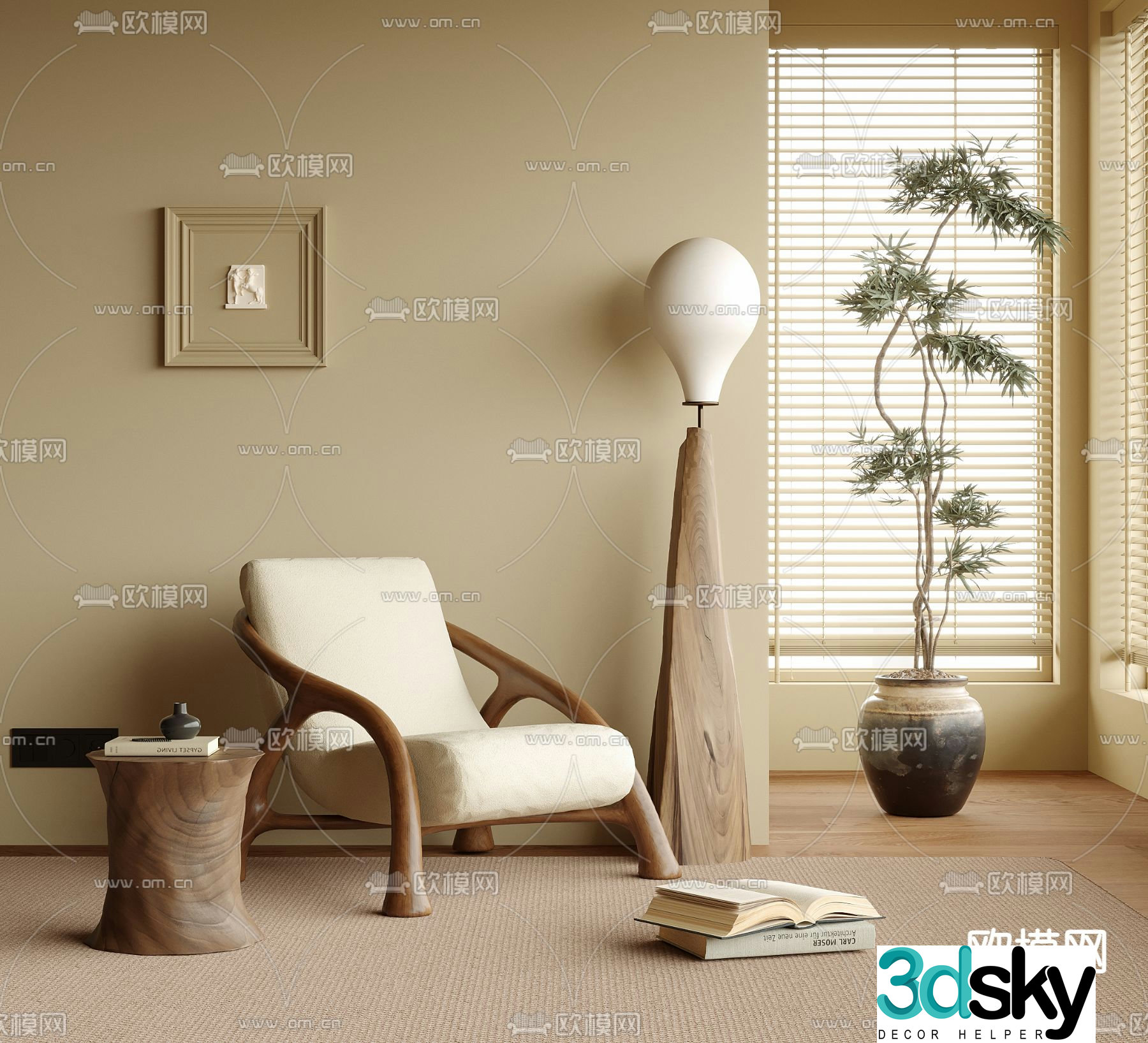 Medieval style chair leisure chair 3d model