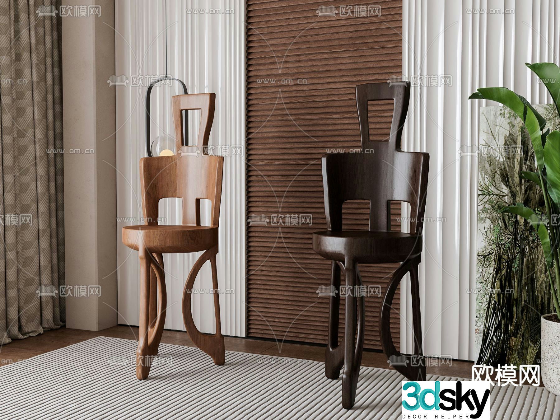 Medieval style bar chair bar stool high stool 3D model