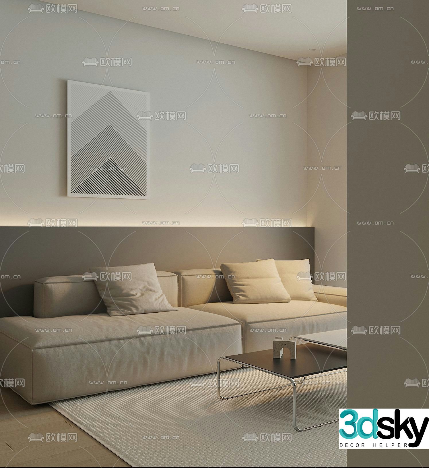 Double sofa upholstered sofa 3d model