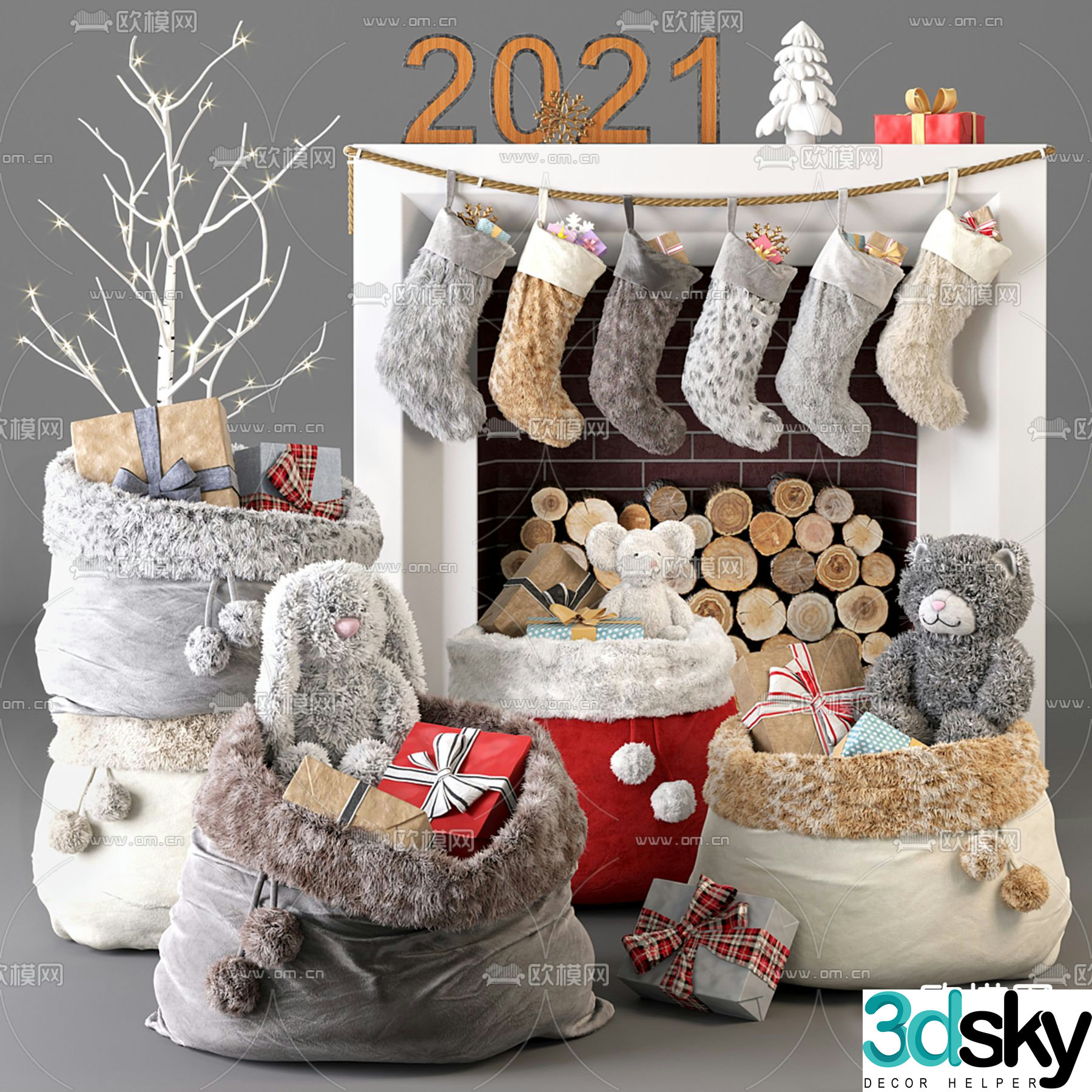 Plush toy Christmas doll 3d model