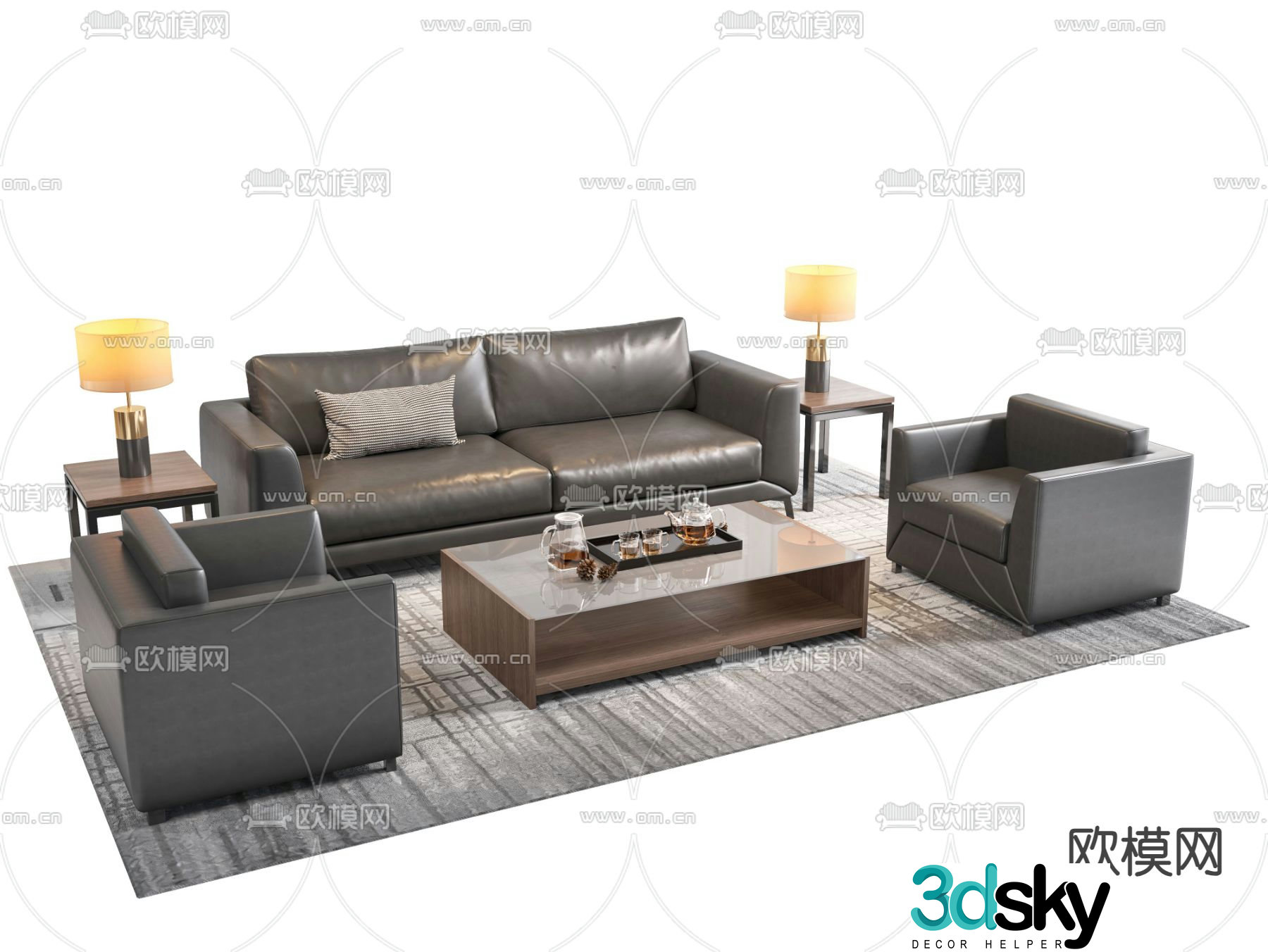 Sectional sofa office sofa leather sofa 3d model