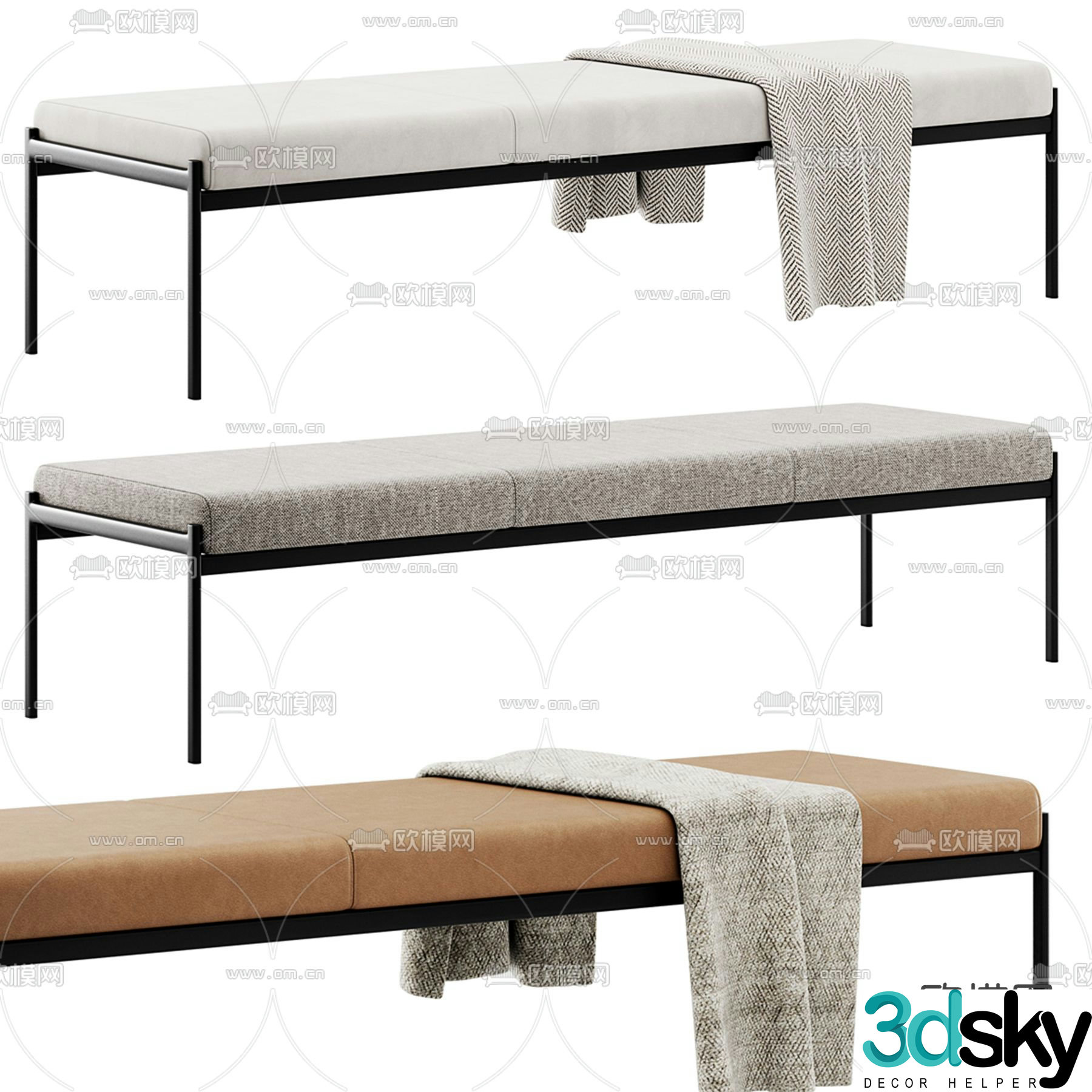 Modern footrest bedside stool sofa stool 3d model