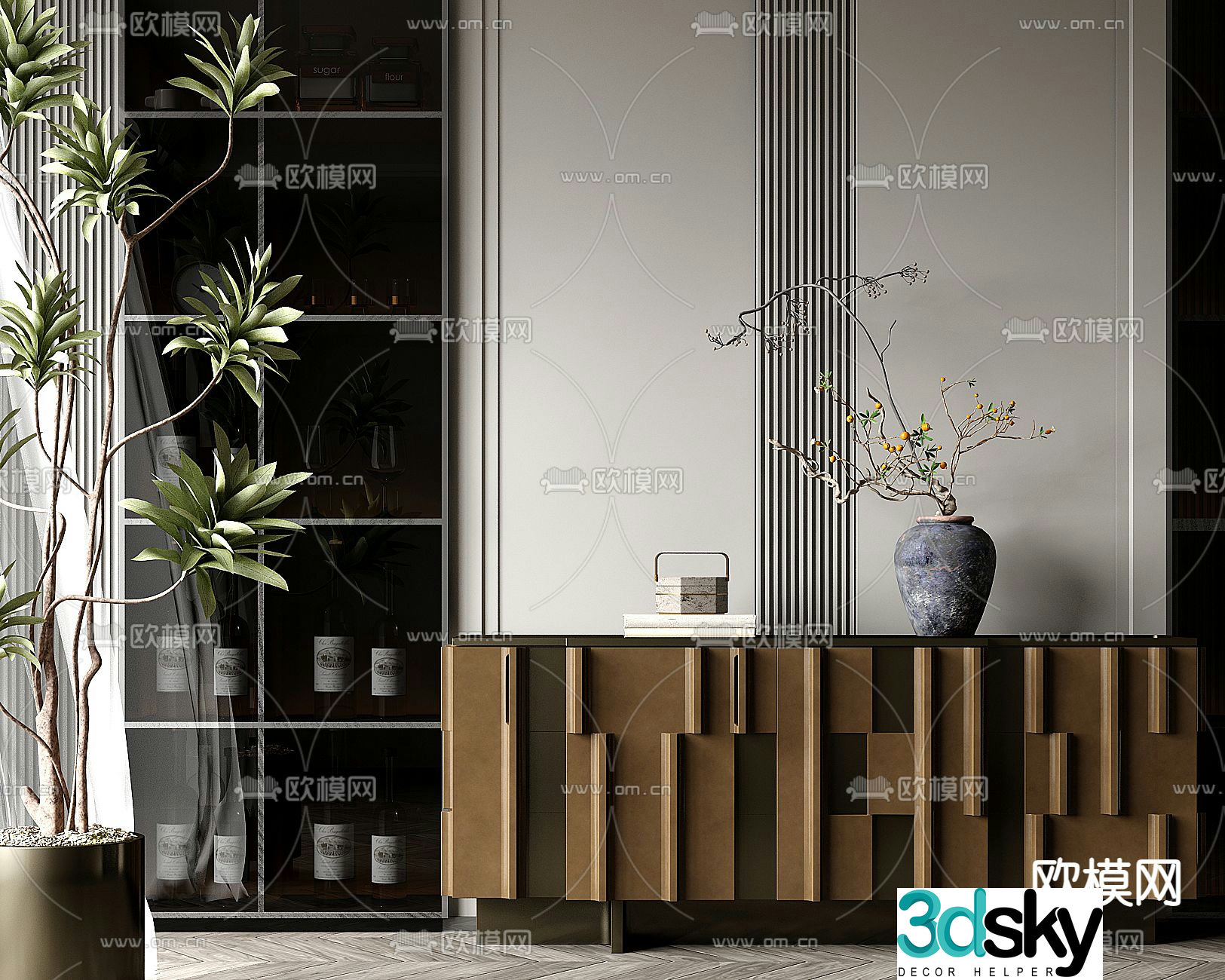 Modern side cabinet entrance cabinet end view cabinet 3D model