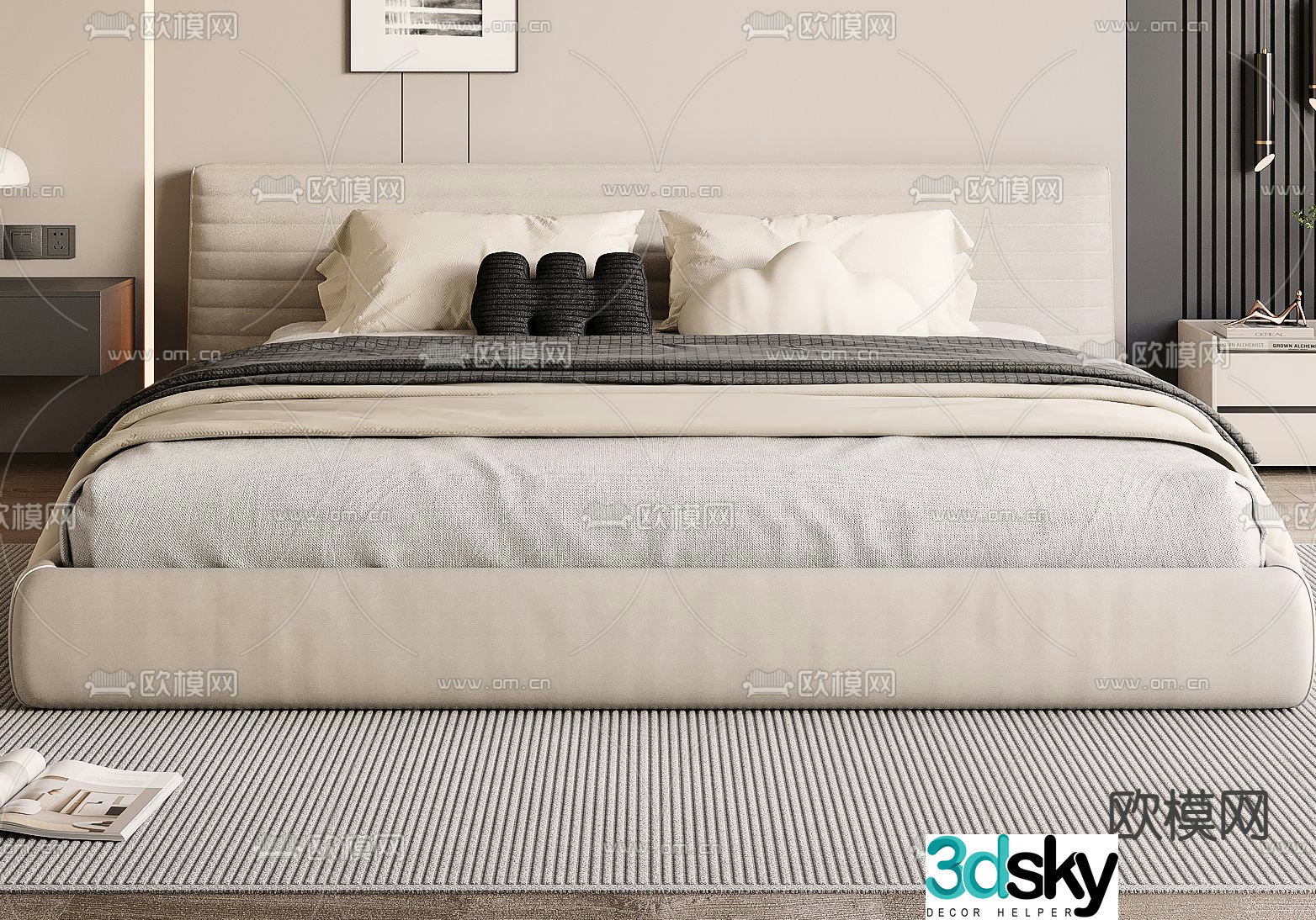 Modern double bed 3d model