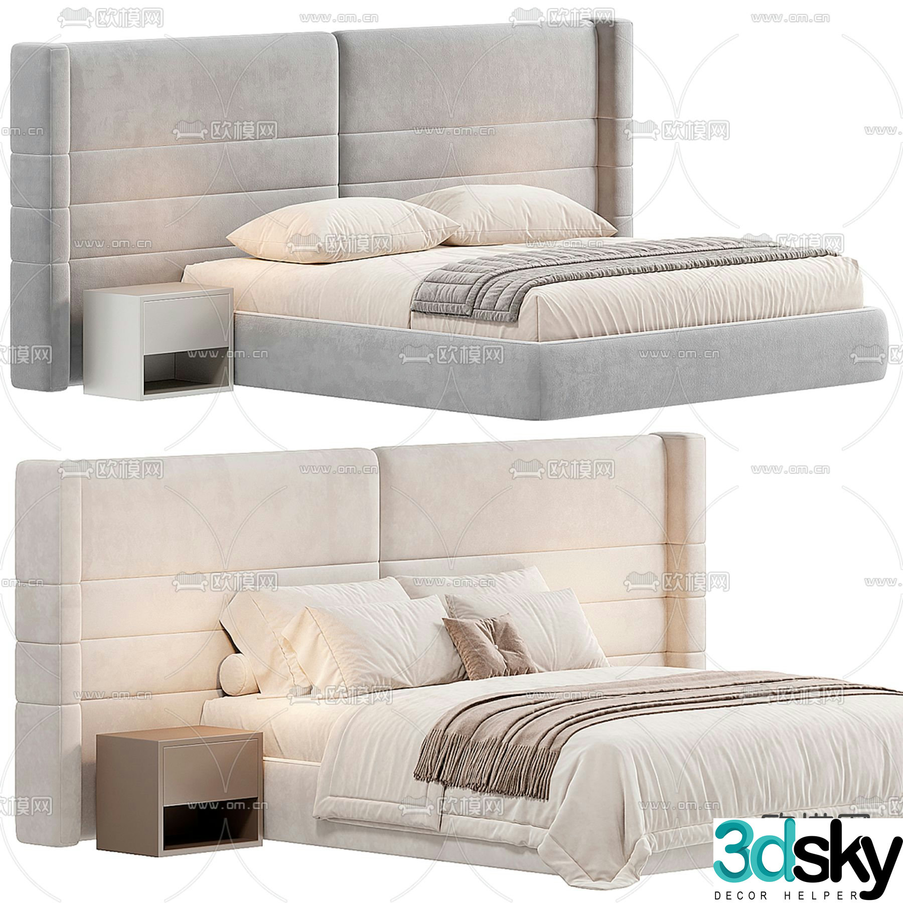 Modern double bed 3d model