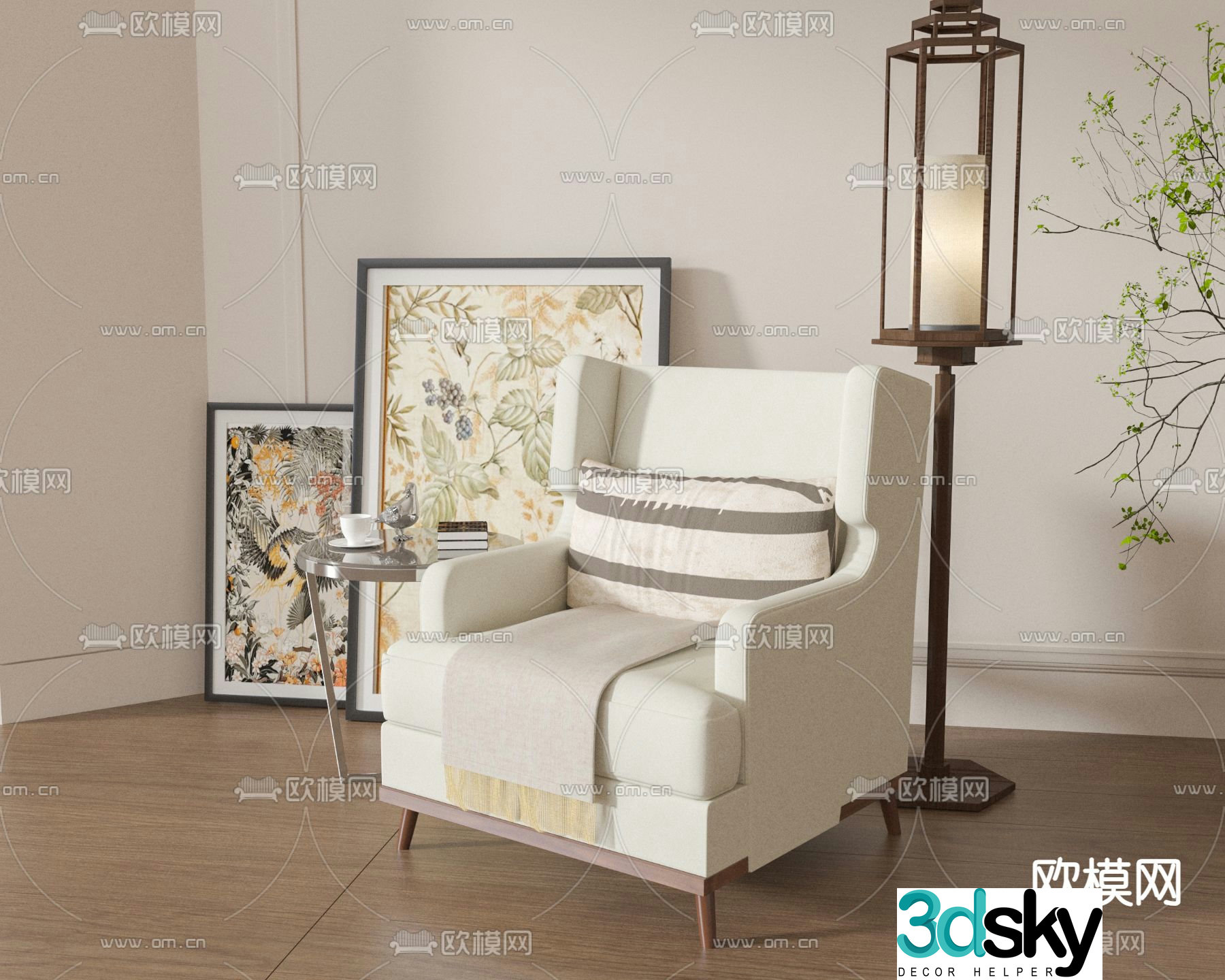Medieval style sofa single sofa 3d model