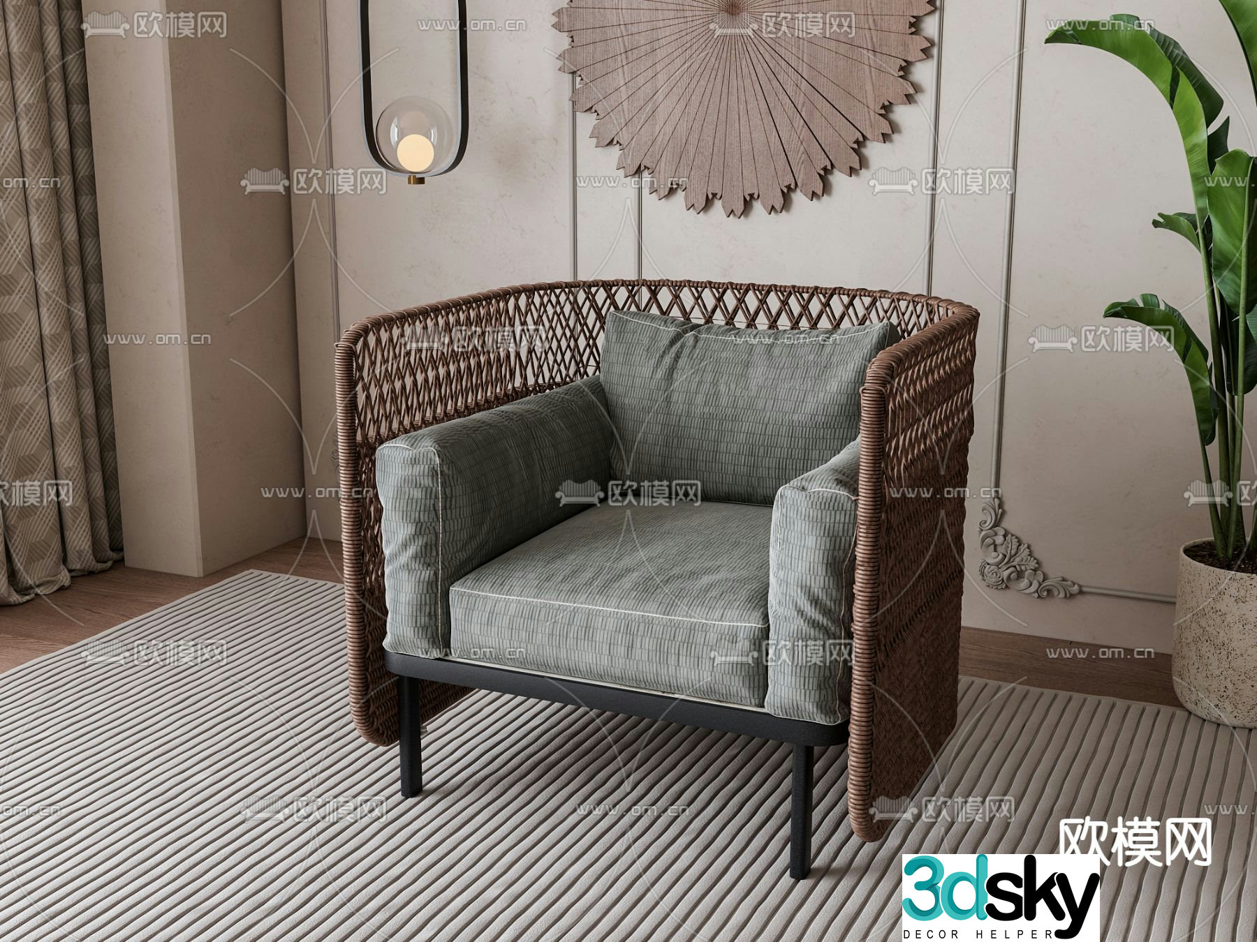 Outdoor sofa rattan sofa 3d model