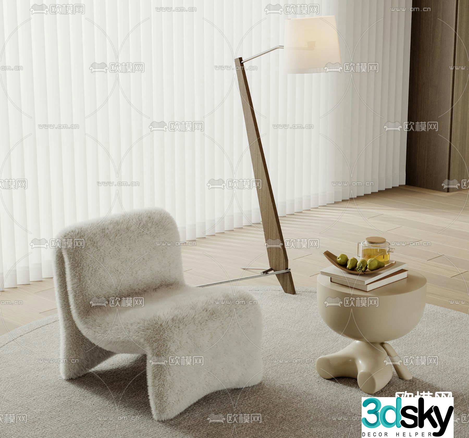 Plush chair leisure chair 3d model