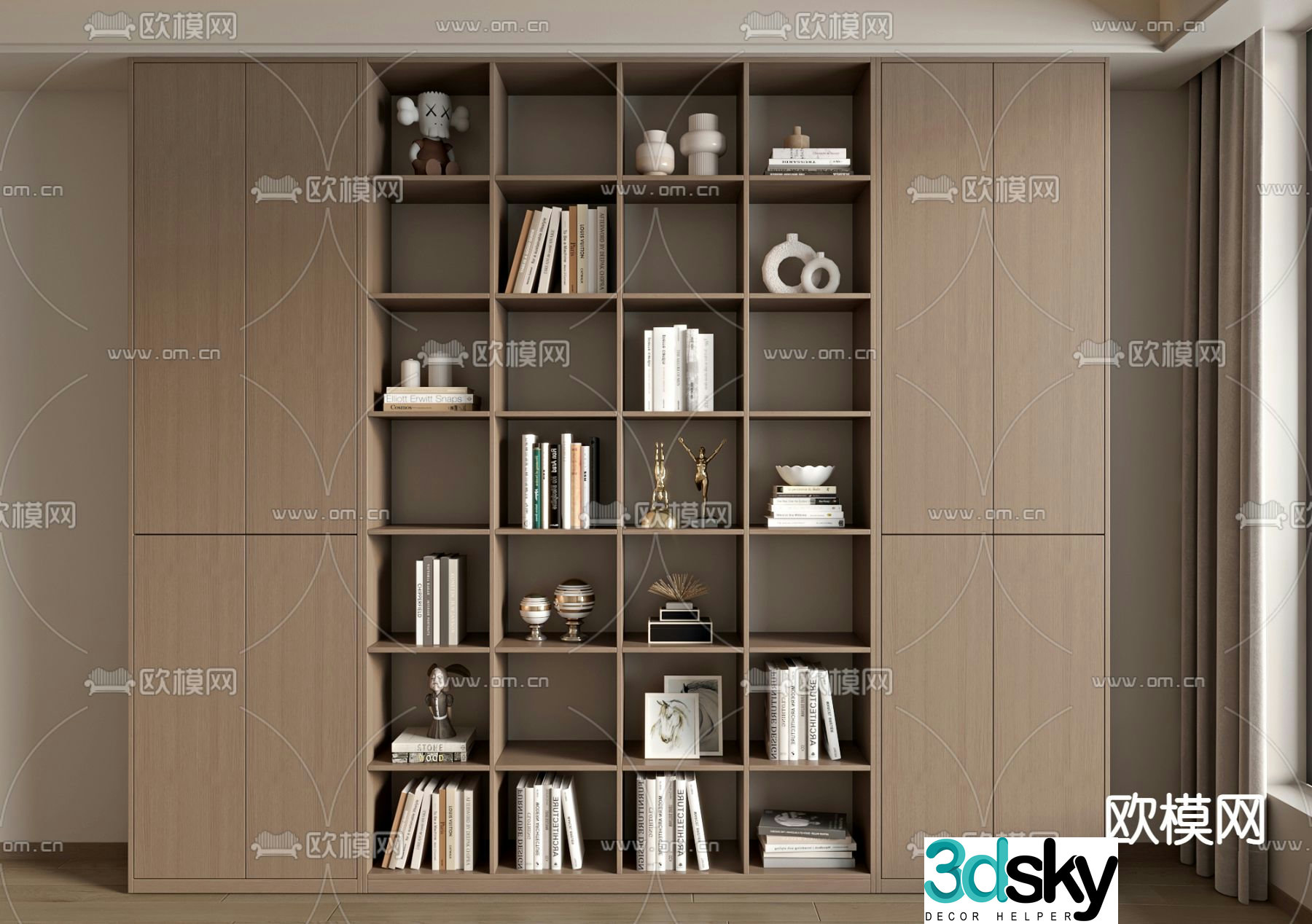 Modern bookcase decorative cabinet 3d model