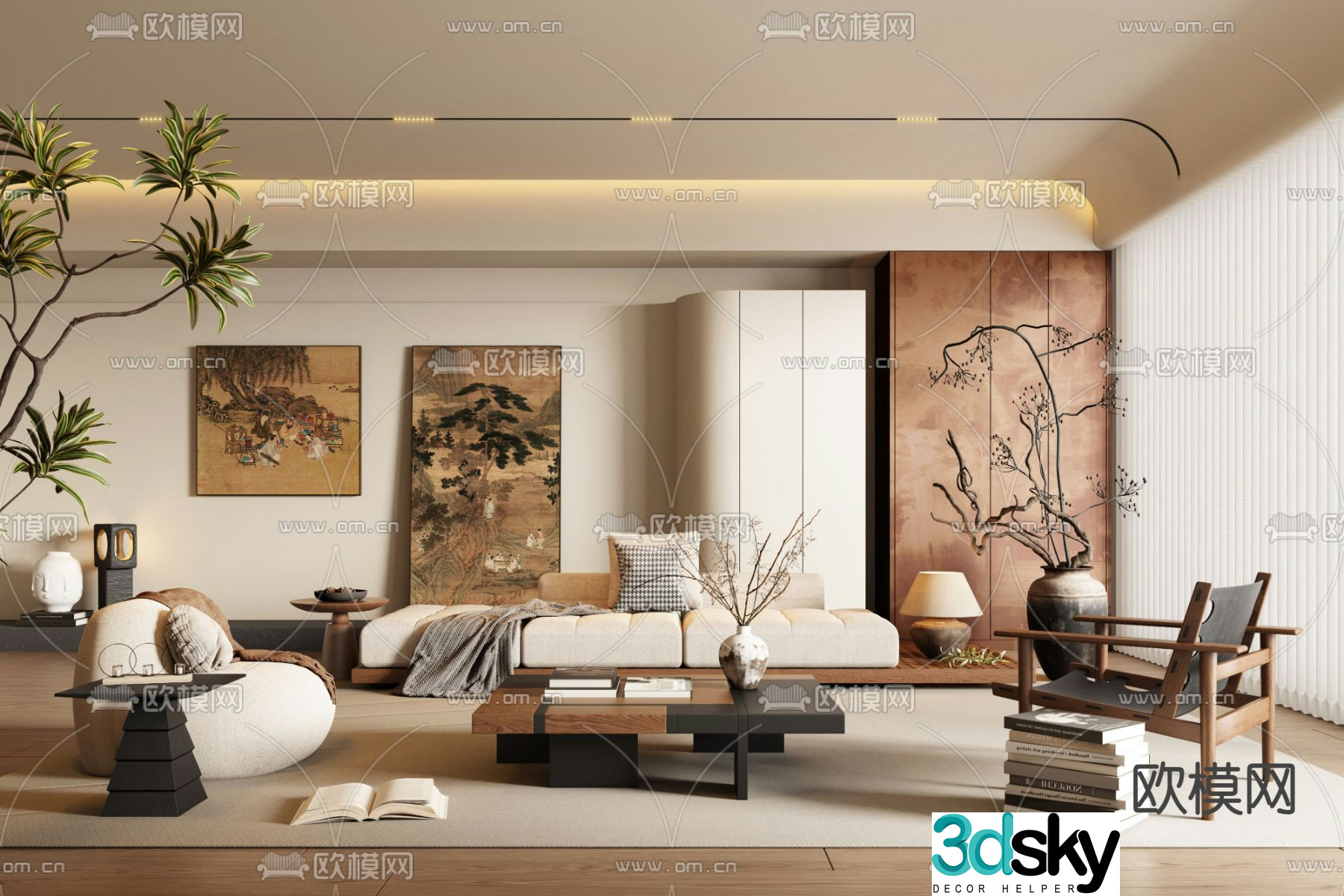 Middle-aged living room 3d model