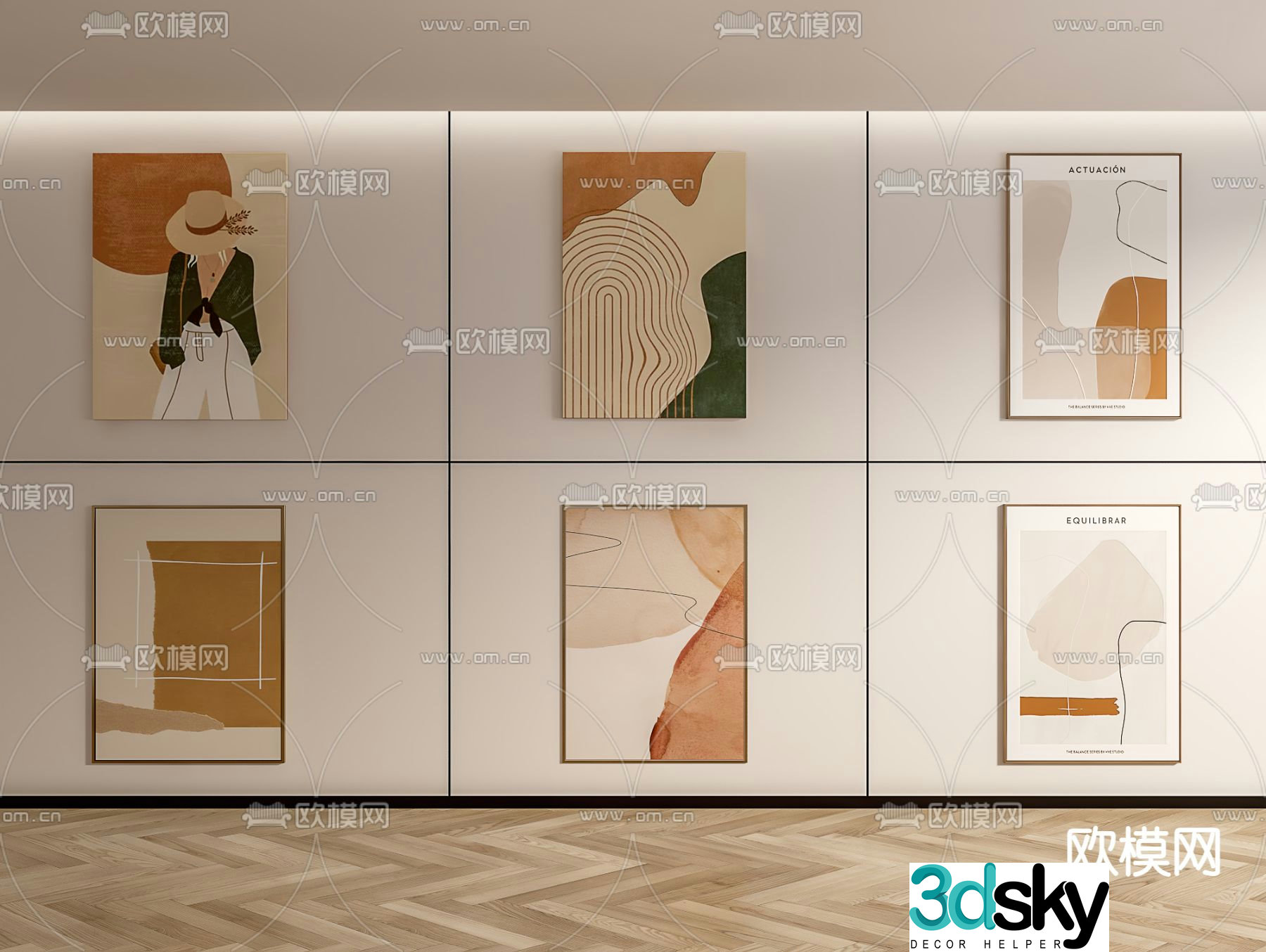 Cream style decorative painting Simple painting Combination painting 3D model
