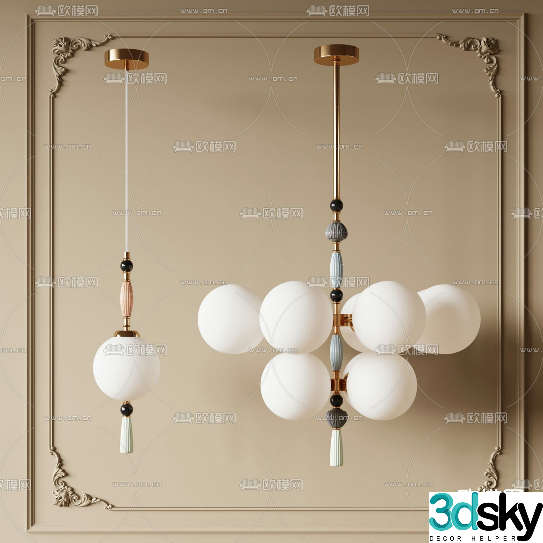 Modern chandelier hall chandelier 3d model