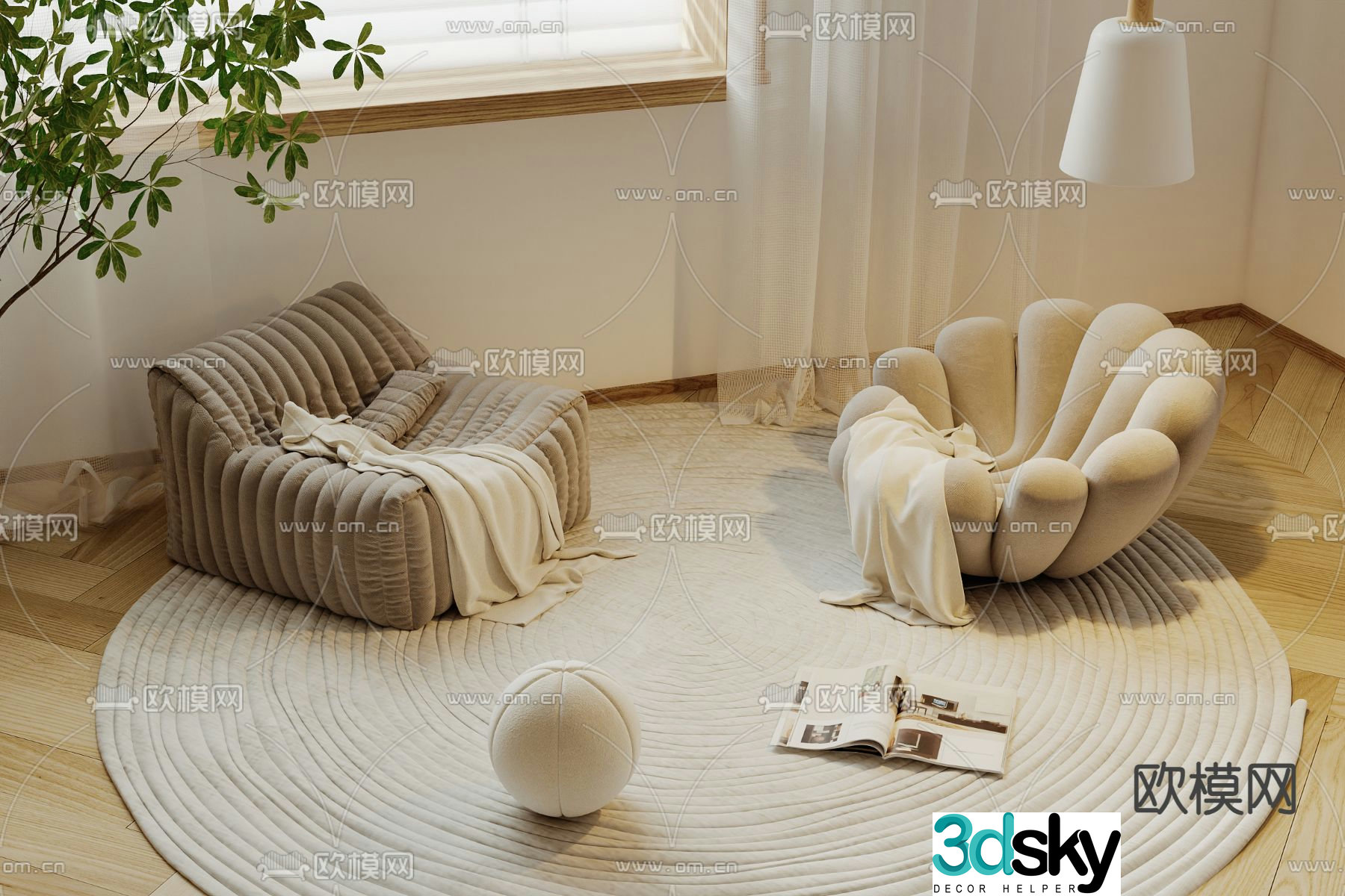 Cream style sofa leisure sofa 3d model