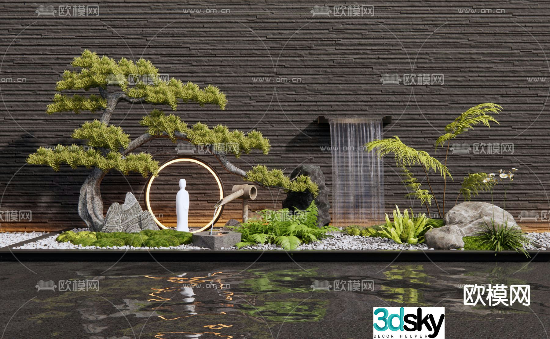 Rockery waterscape courtyard sketch waterfall 3D model