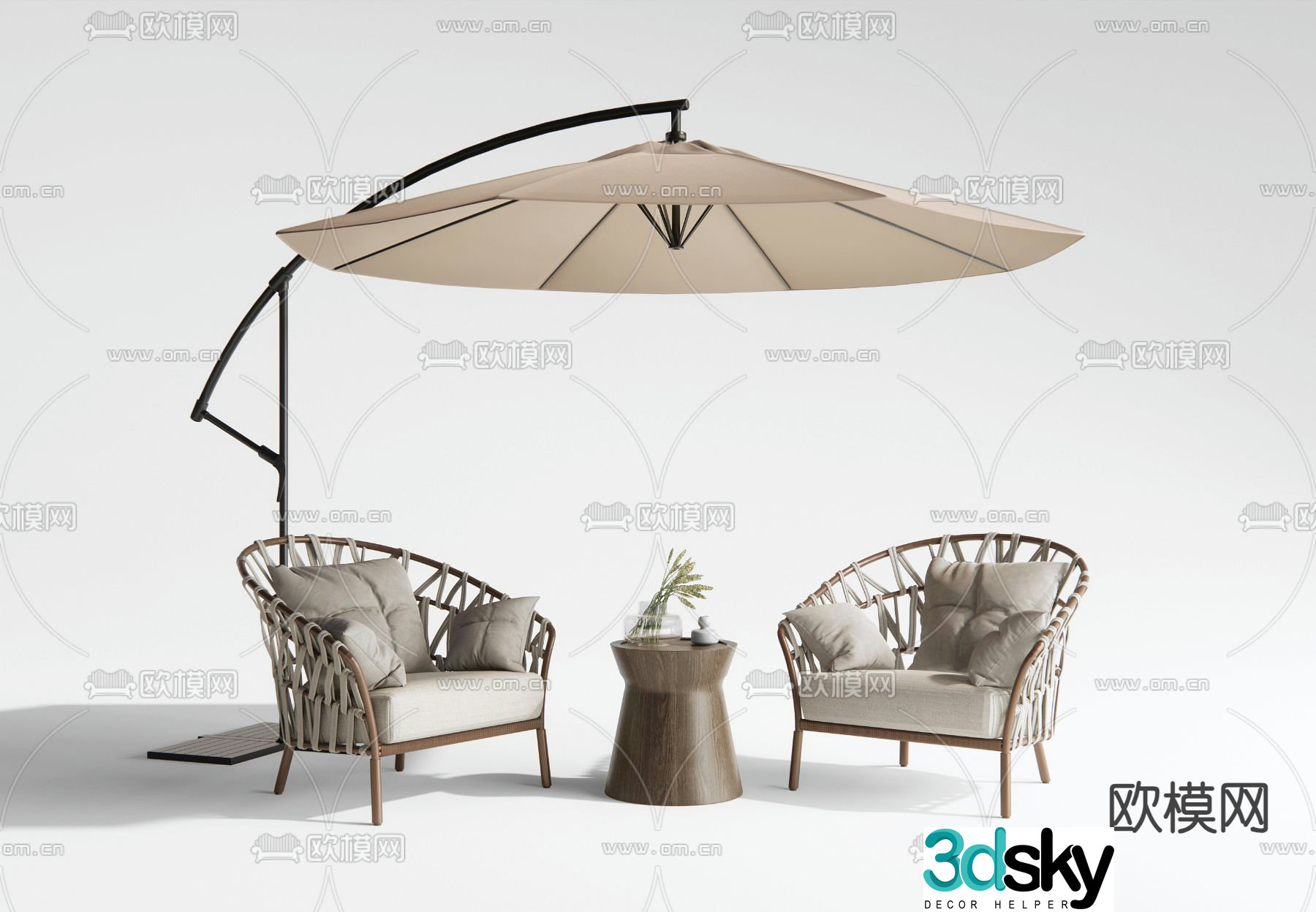 Outdoor chair woven chair 3d model