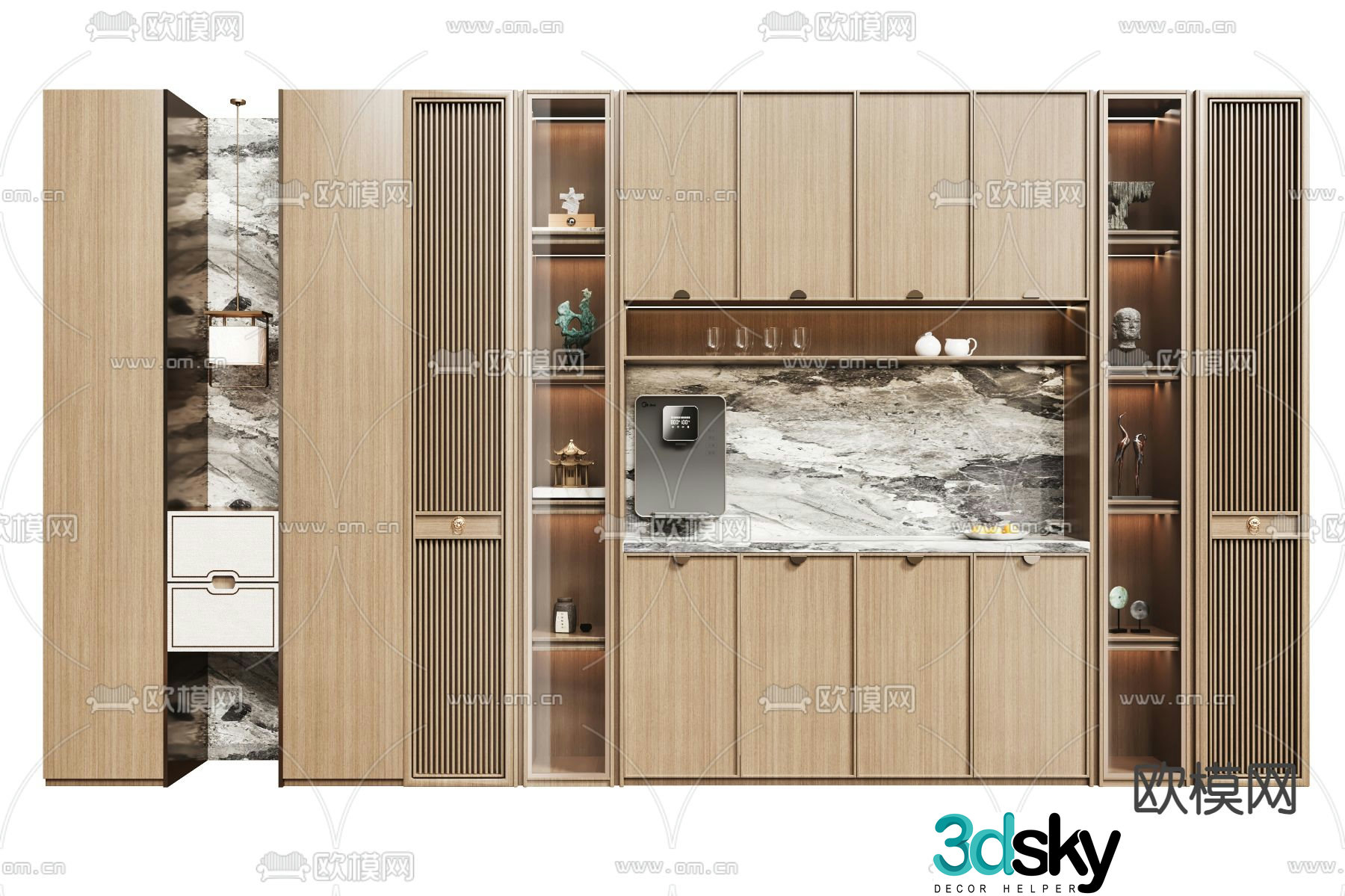 New Chinese style wine cabinet sideboard 3D model