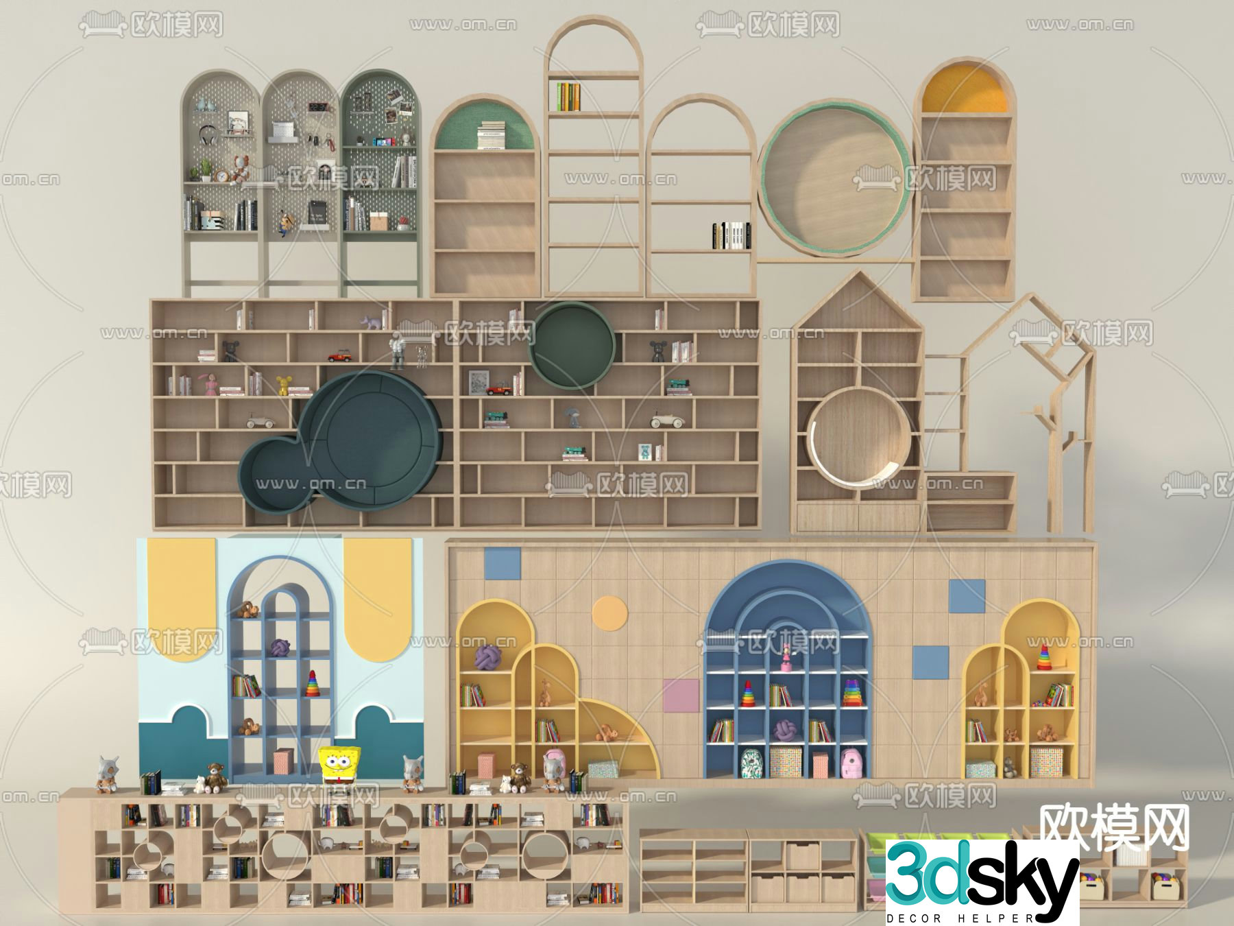 Children’s bookcase storage cabinet toy cabinet 3d model