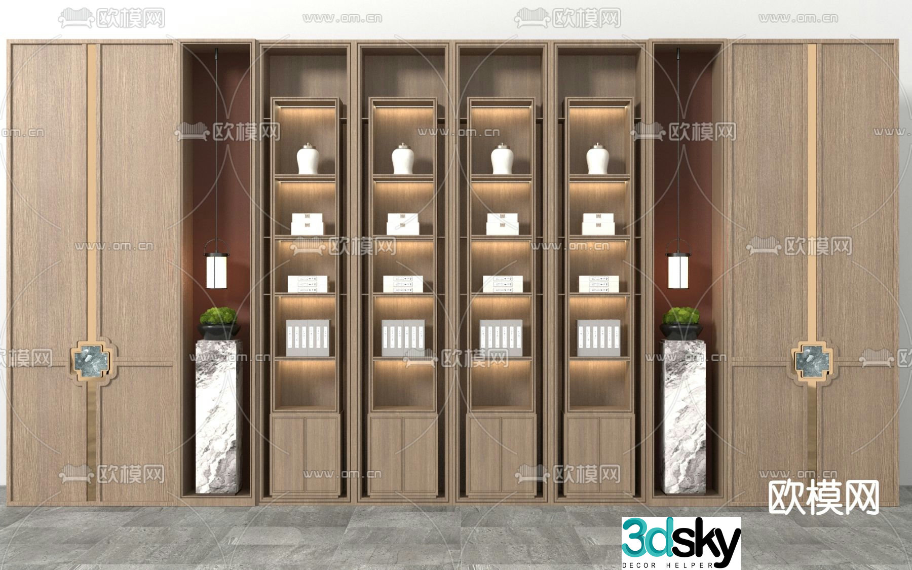 New Chinese style bookcase display case 3D model