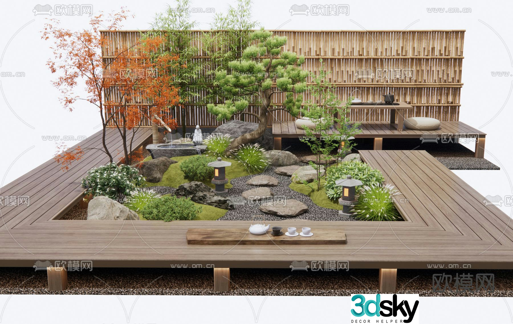 Garden sketch dry landscape plant pile 3D model