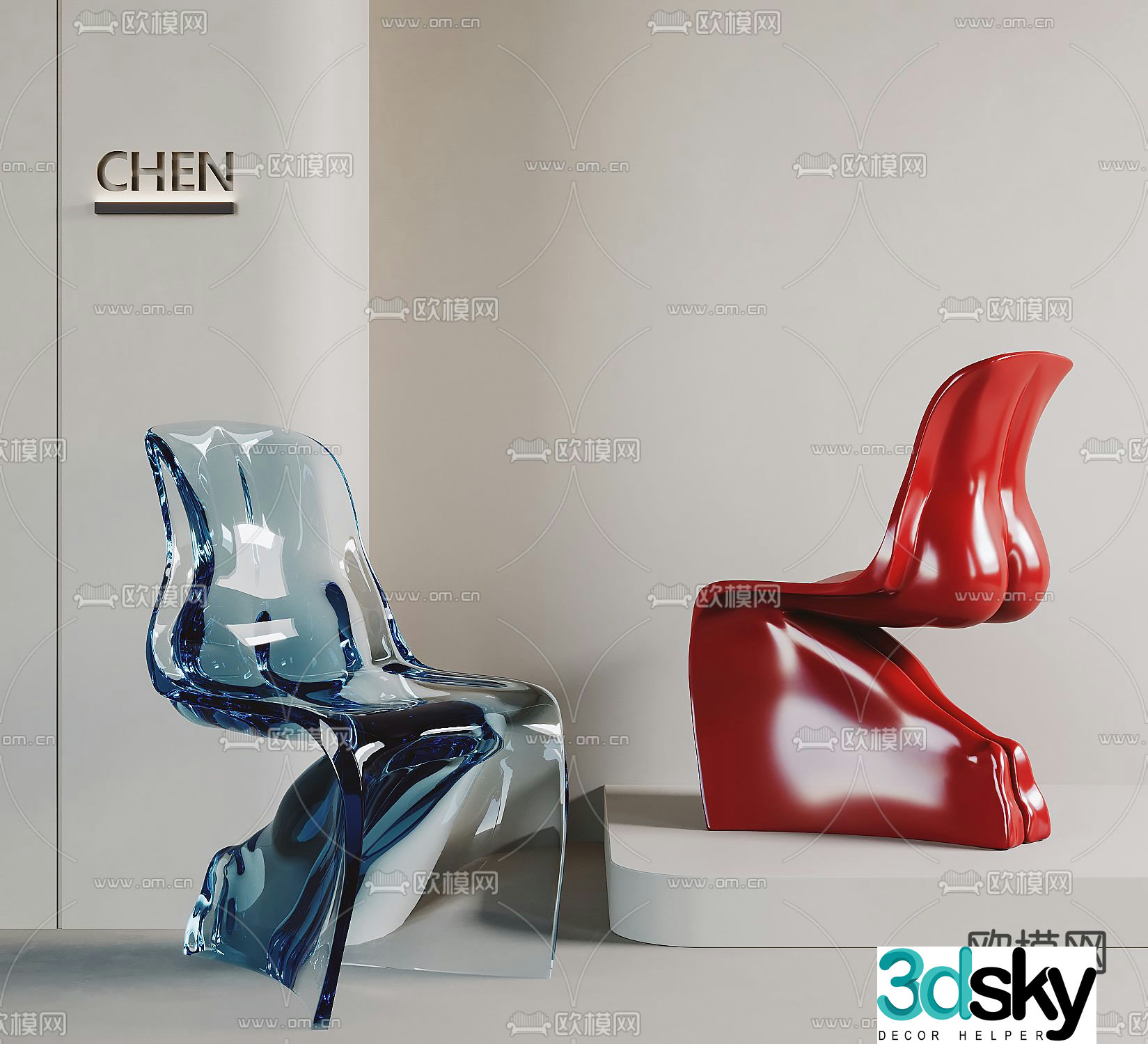 Transparent chair dining chair panton chair 3d model