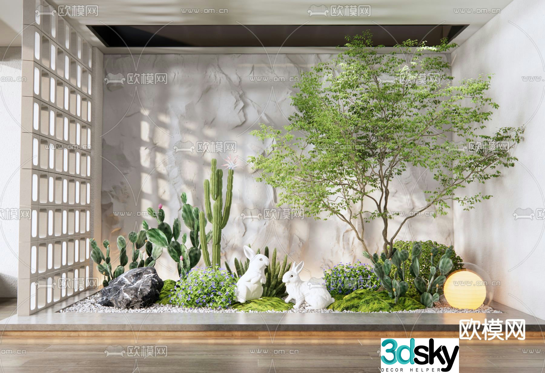 Indoor landscaping plant pile 3d model