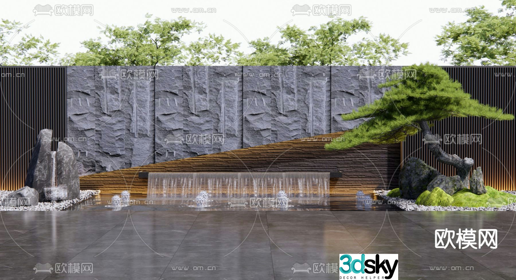 Rockery waterscape courtyard sketch waterfall 3D model
