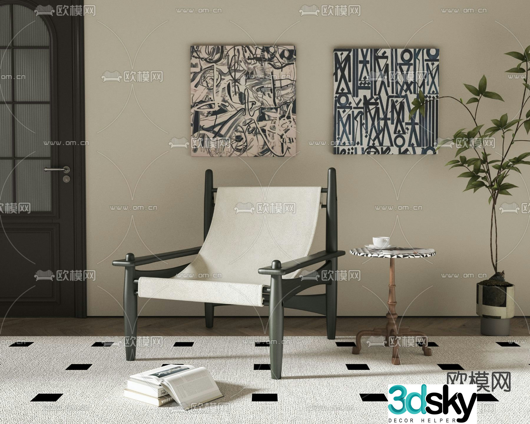 Medieval style chair leisure chair 3d model