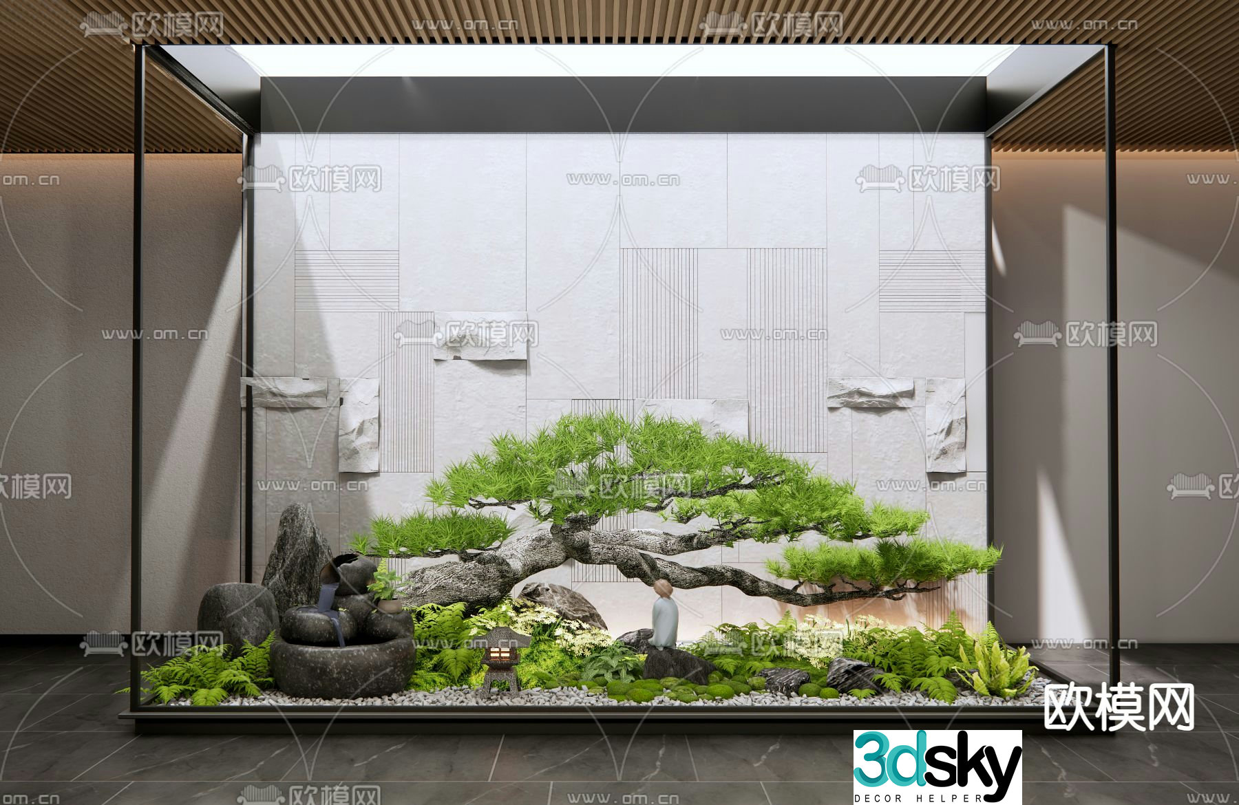 Indoor landscaping plant pile 3d model