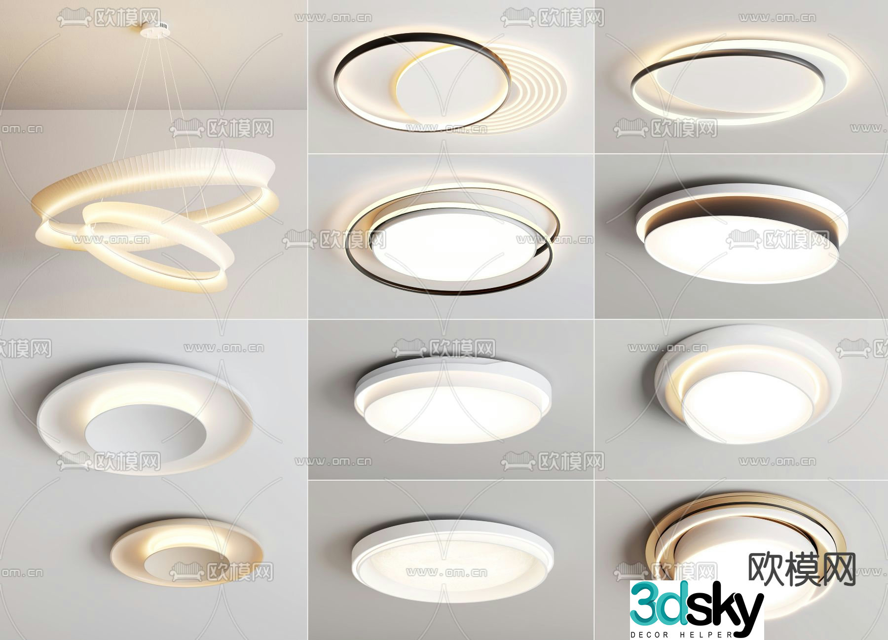 Round ceiling lamp bedroom lamp 3d model