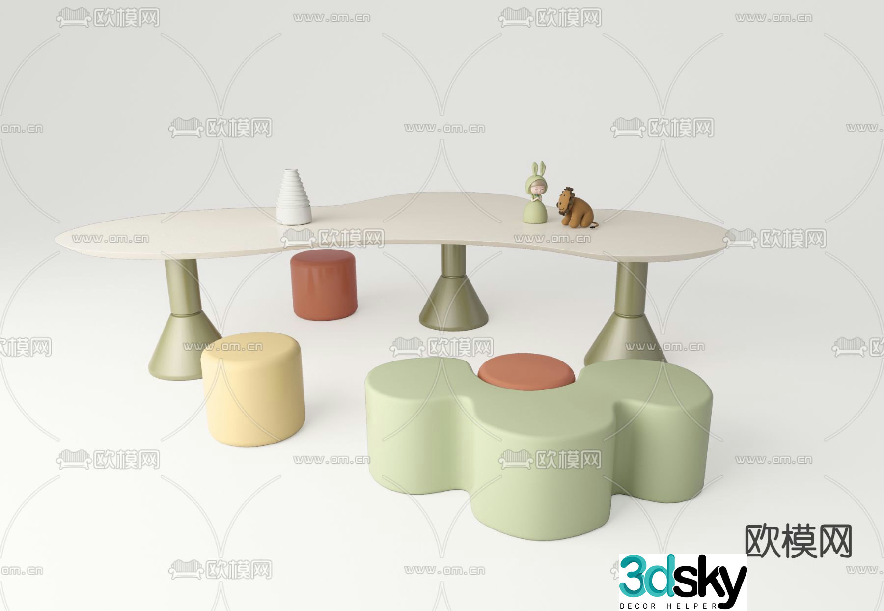 Children’s tables and chairs game tables and chairs 3d model
