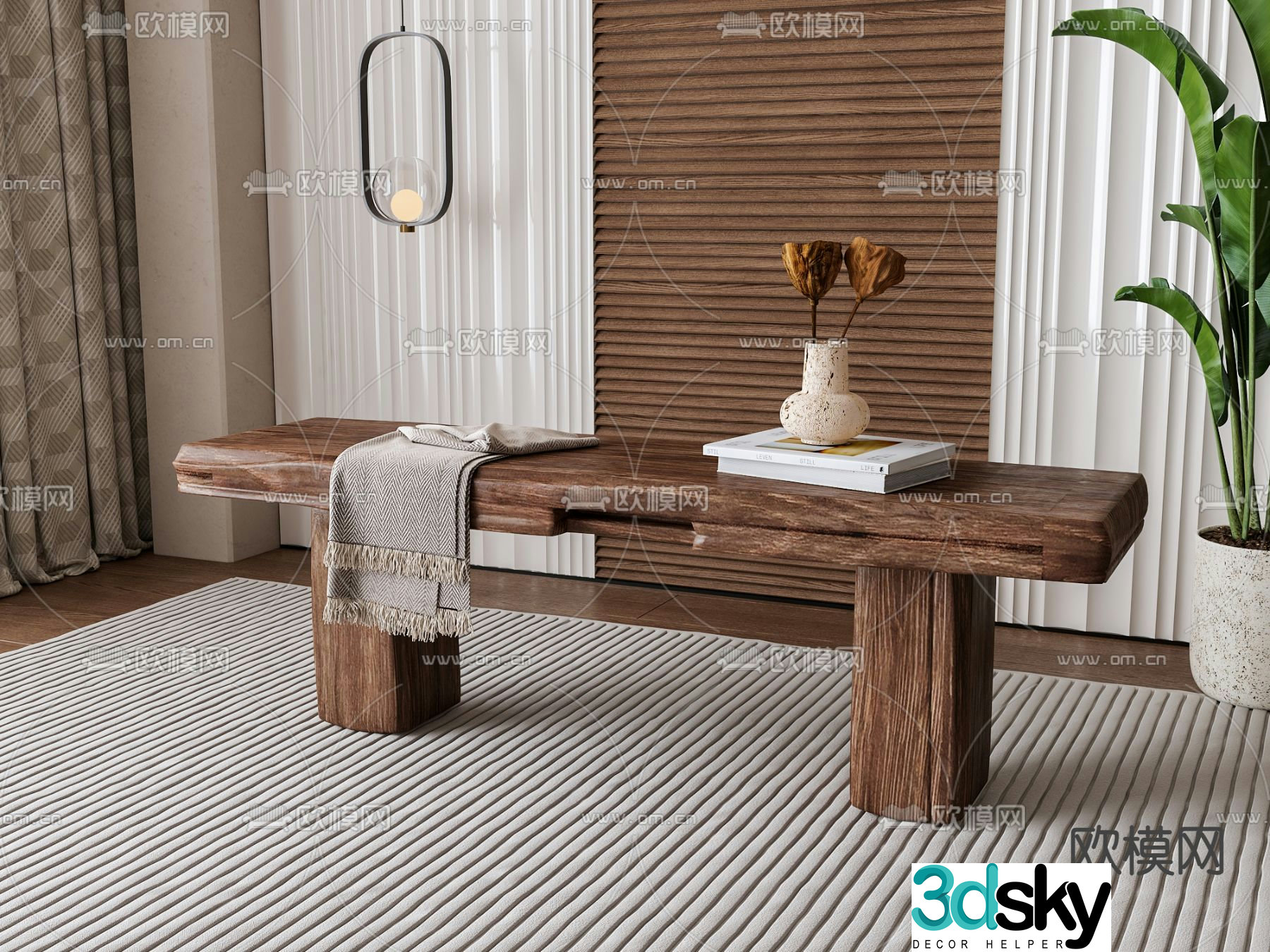 wabi-sabi stool bench bench 3d model