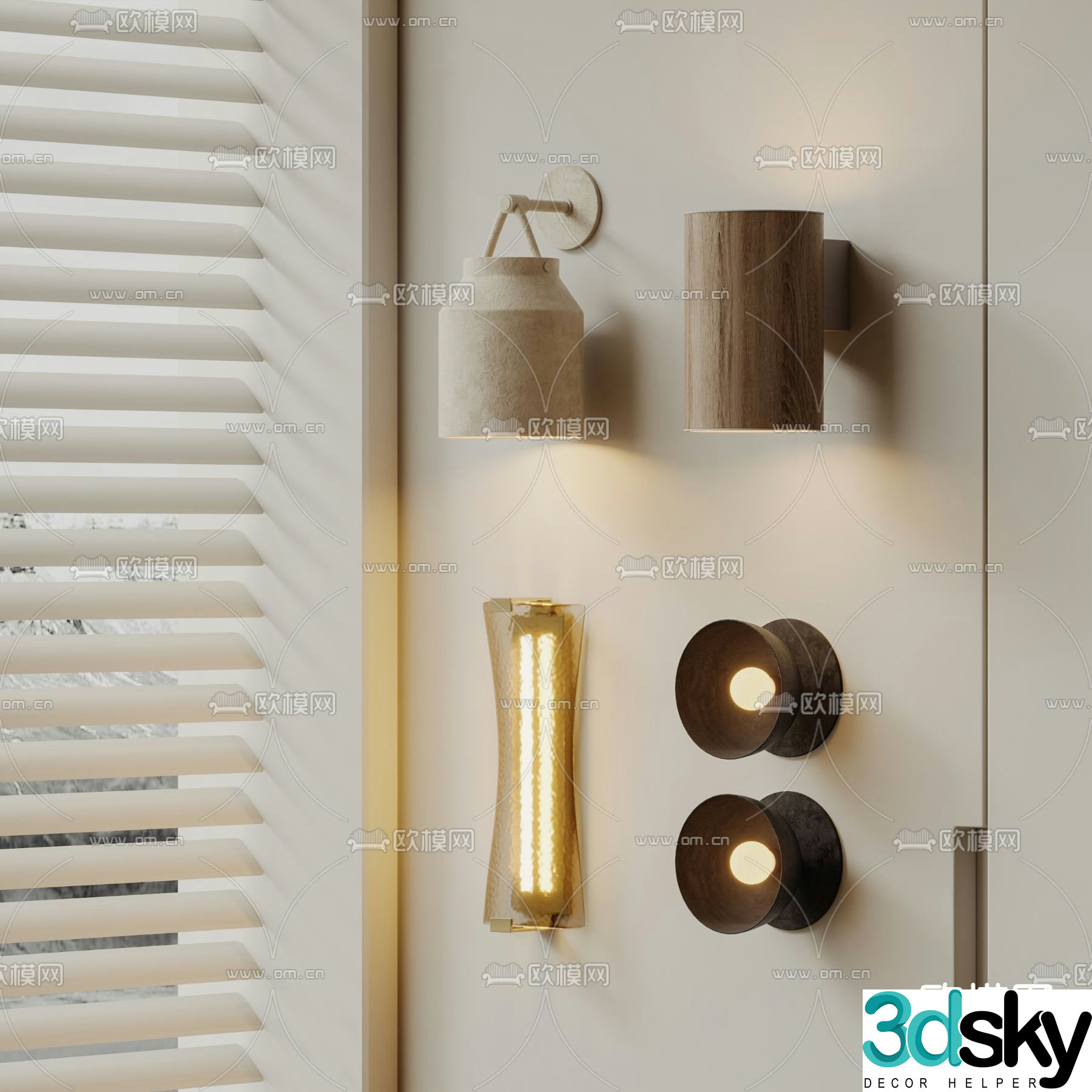 Wabi-sabi style wall lamp 3d model