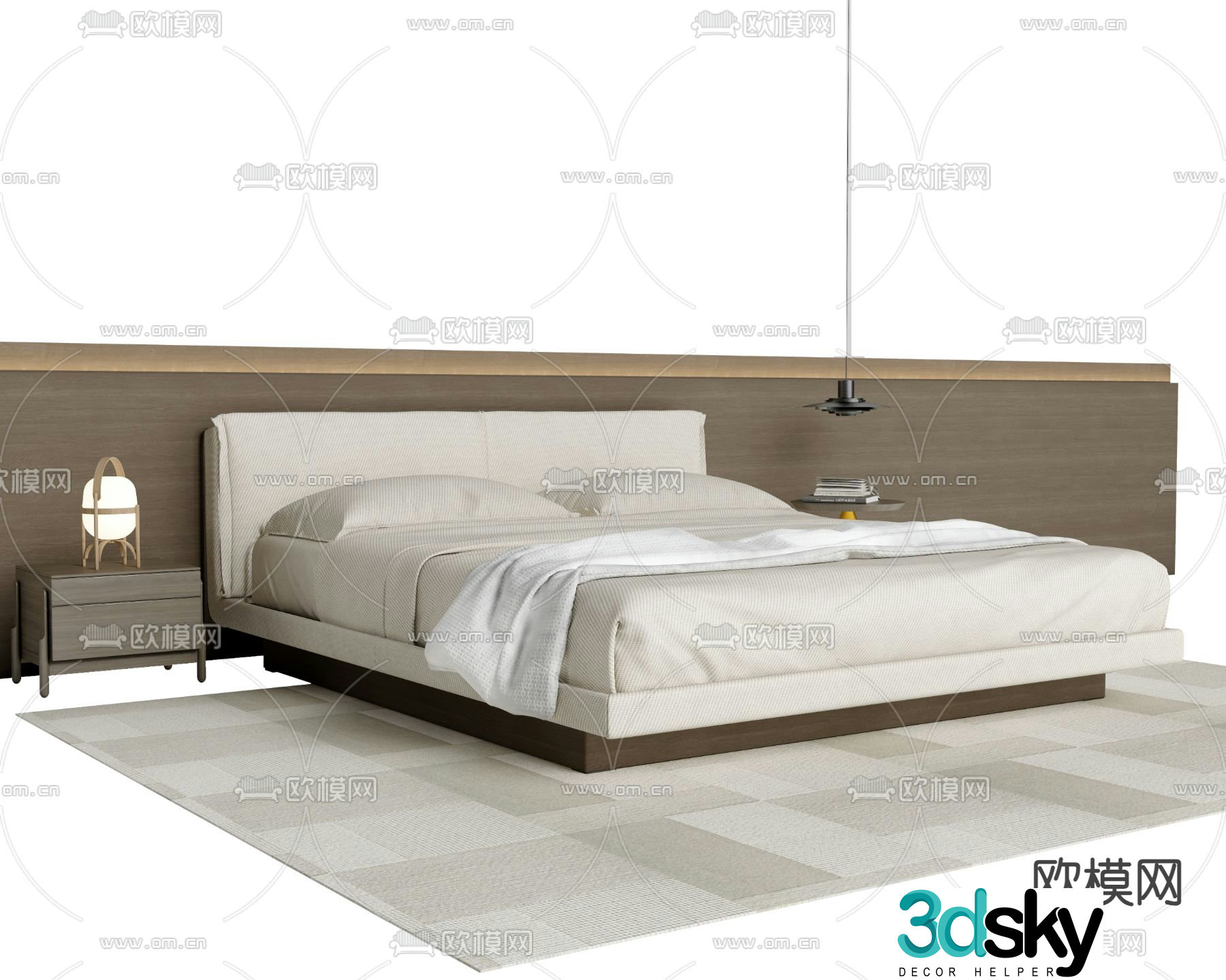 Modern double bed 3d model