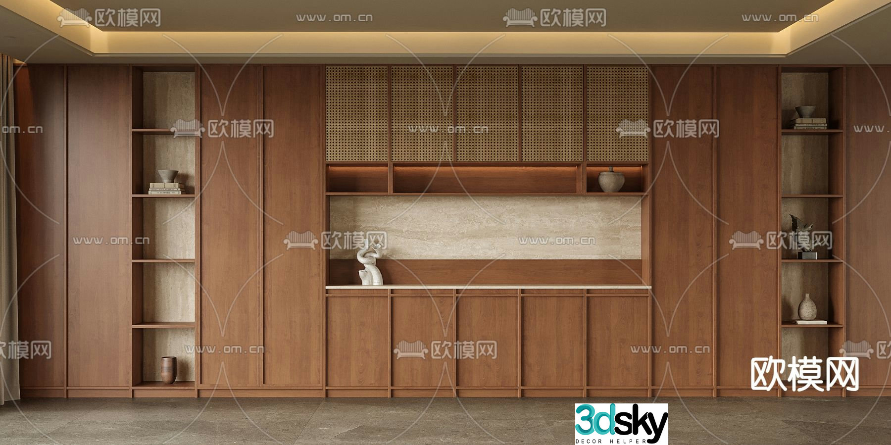 Medieval style wine cabinet and sideboard 3D model