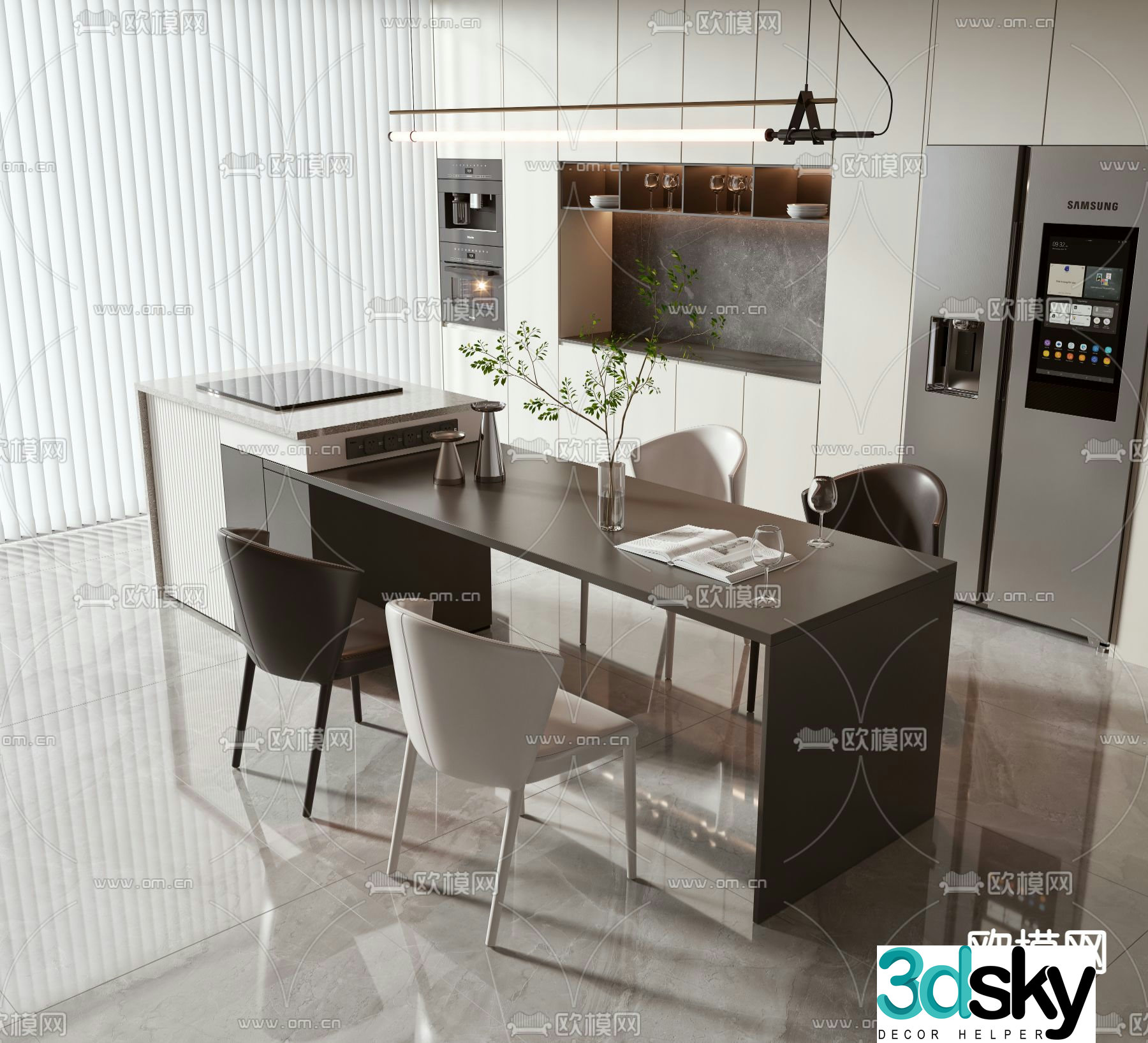 Nakajima dining table and chairs 3d model