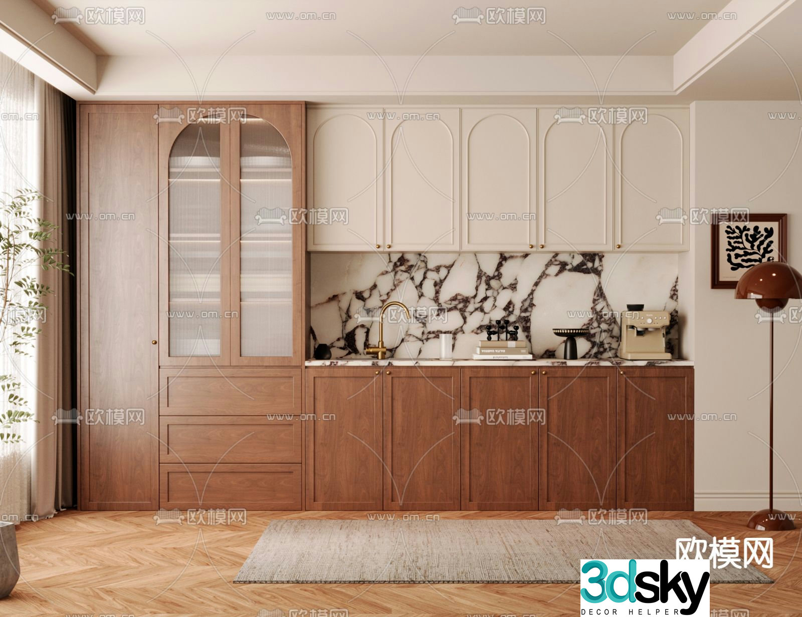 Medieval style wine cabinet and sideboard 3D model
