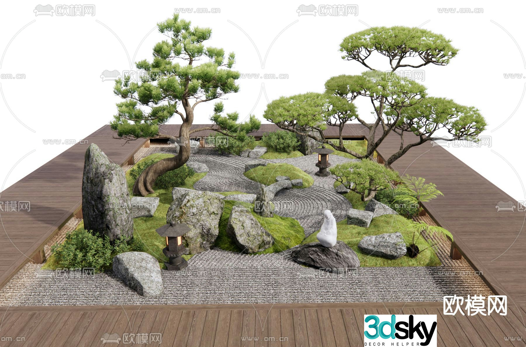 Pine tree sketch rockery 3d model