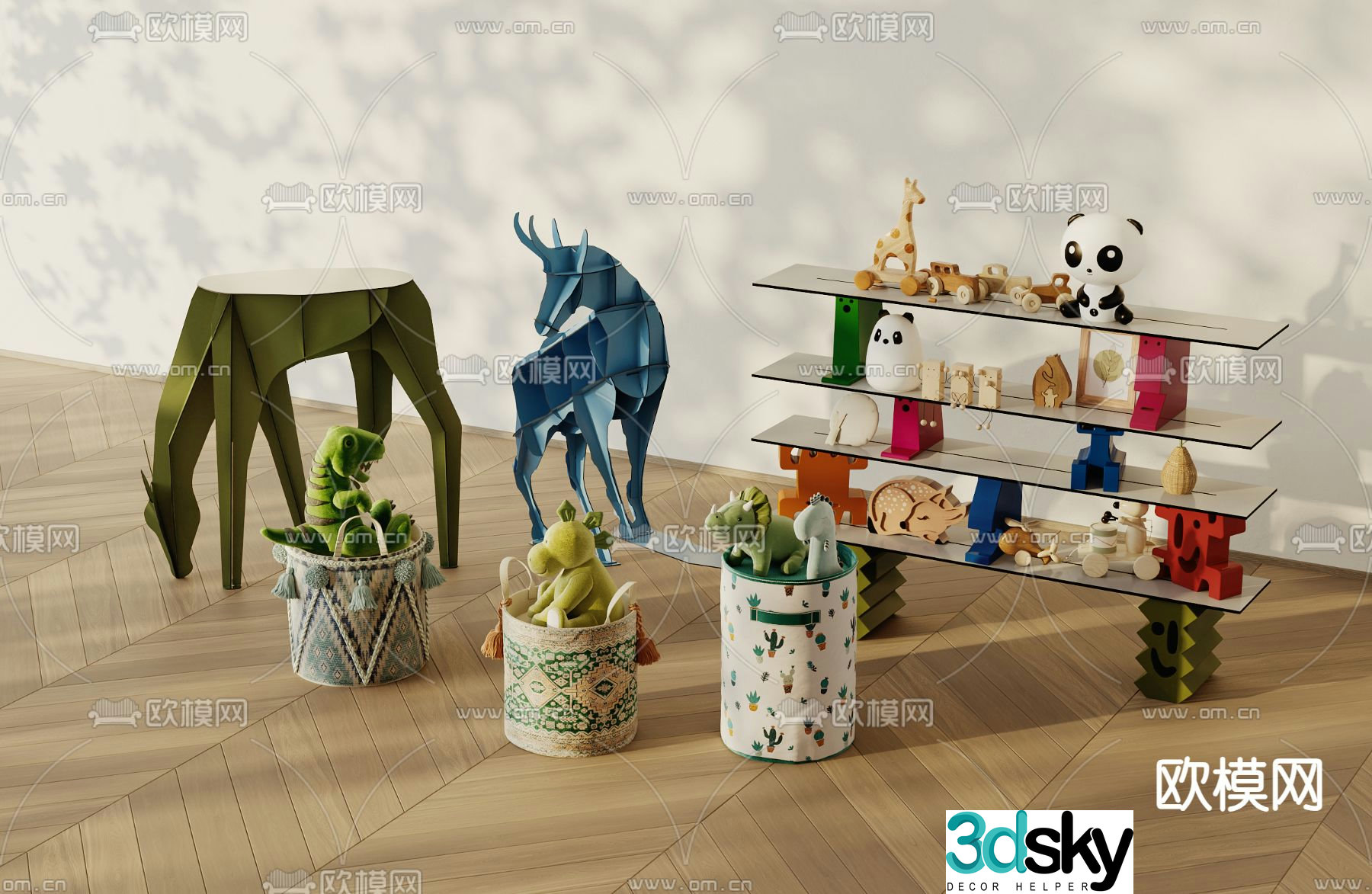 Plush toys wood carving toys doll 3d model