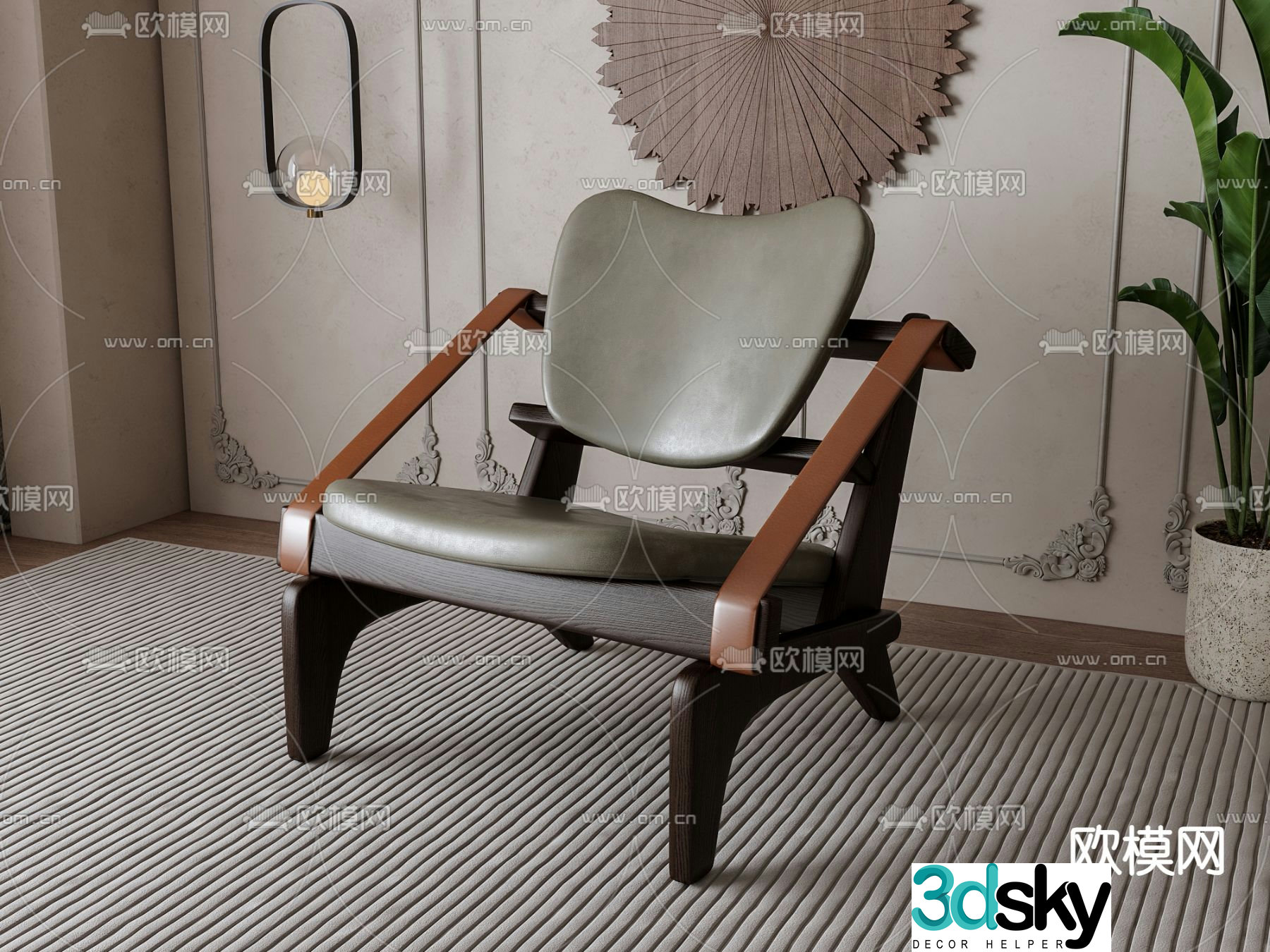 Medieval style chair leisure chair 3d model