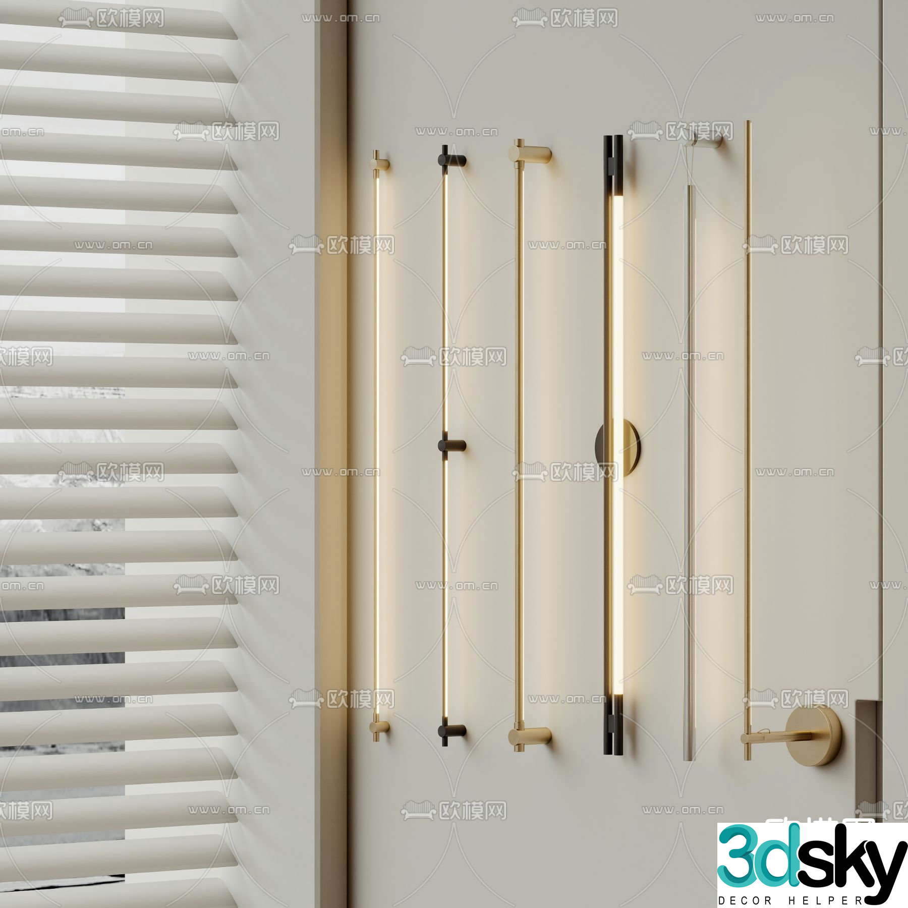 Long wall lamp 3d model