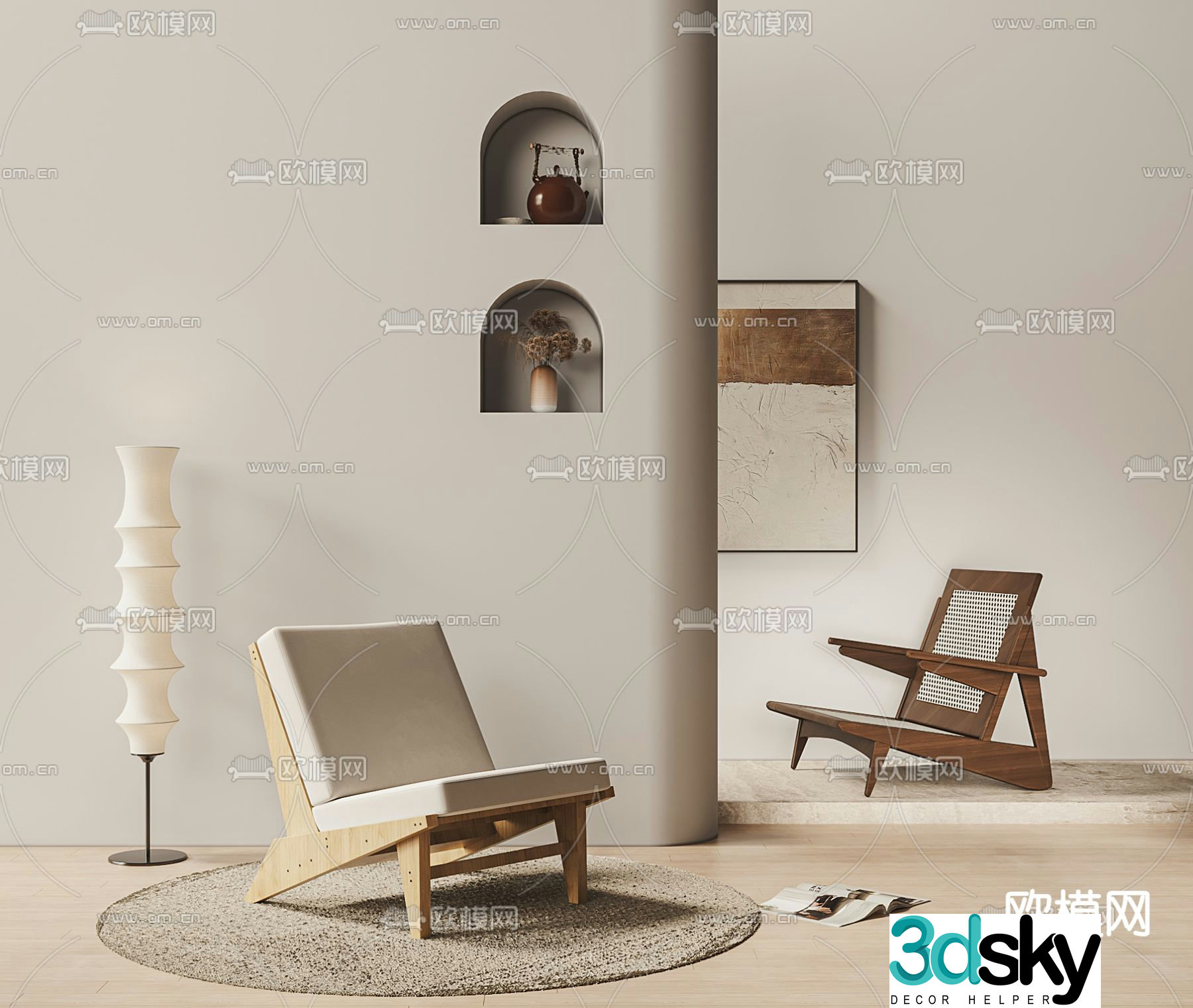 Wabi-sabi chair leisure chair 3d model