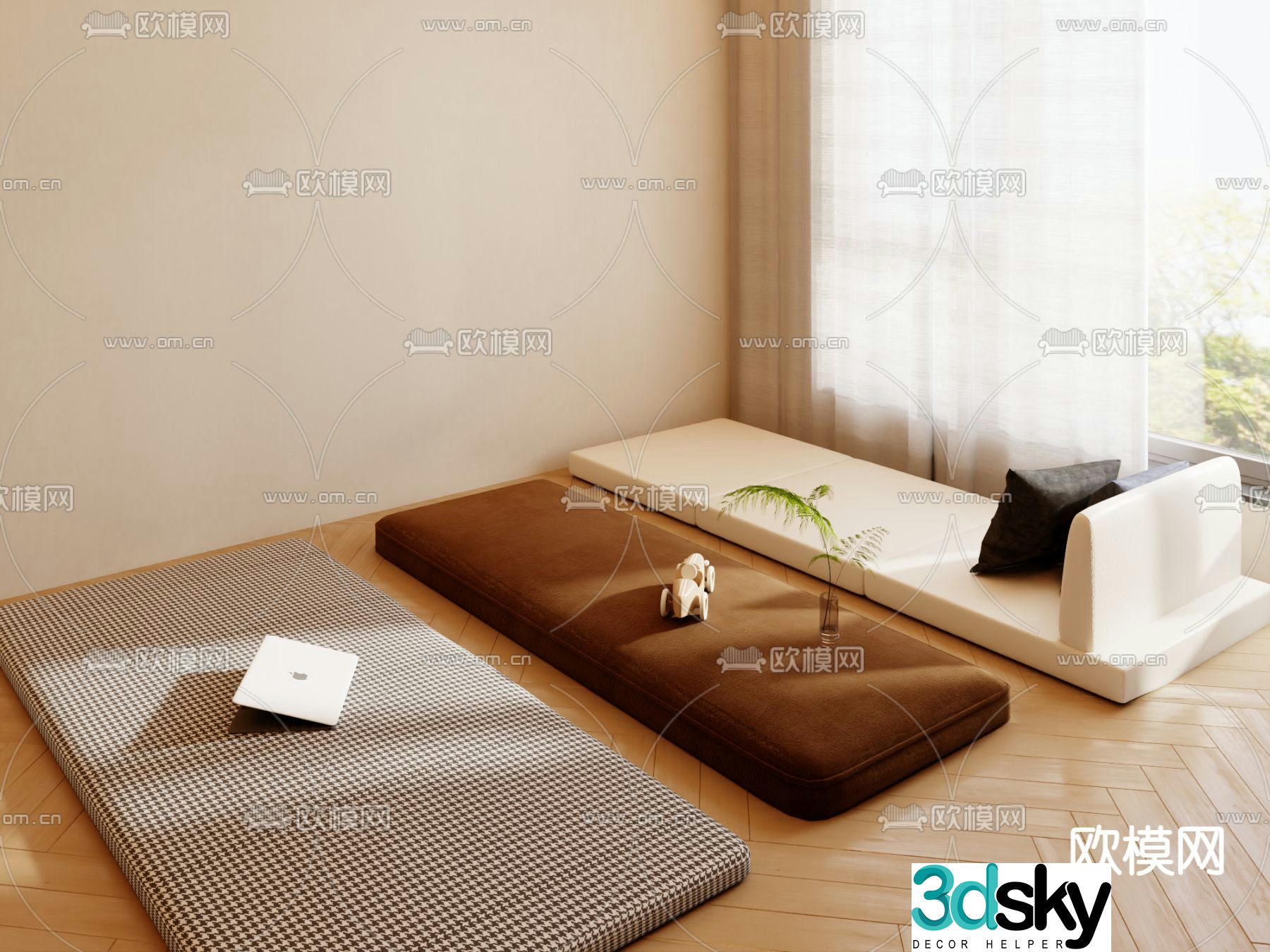 Cushion bay window cushion 3d model