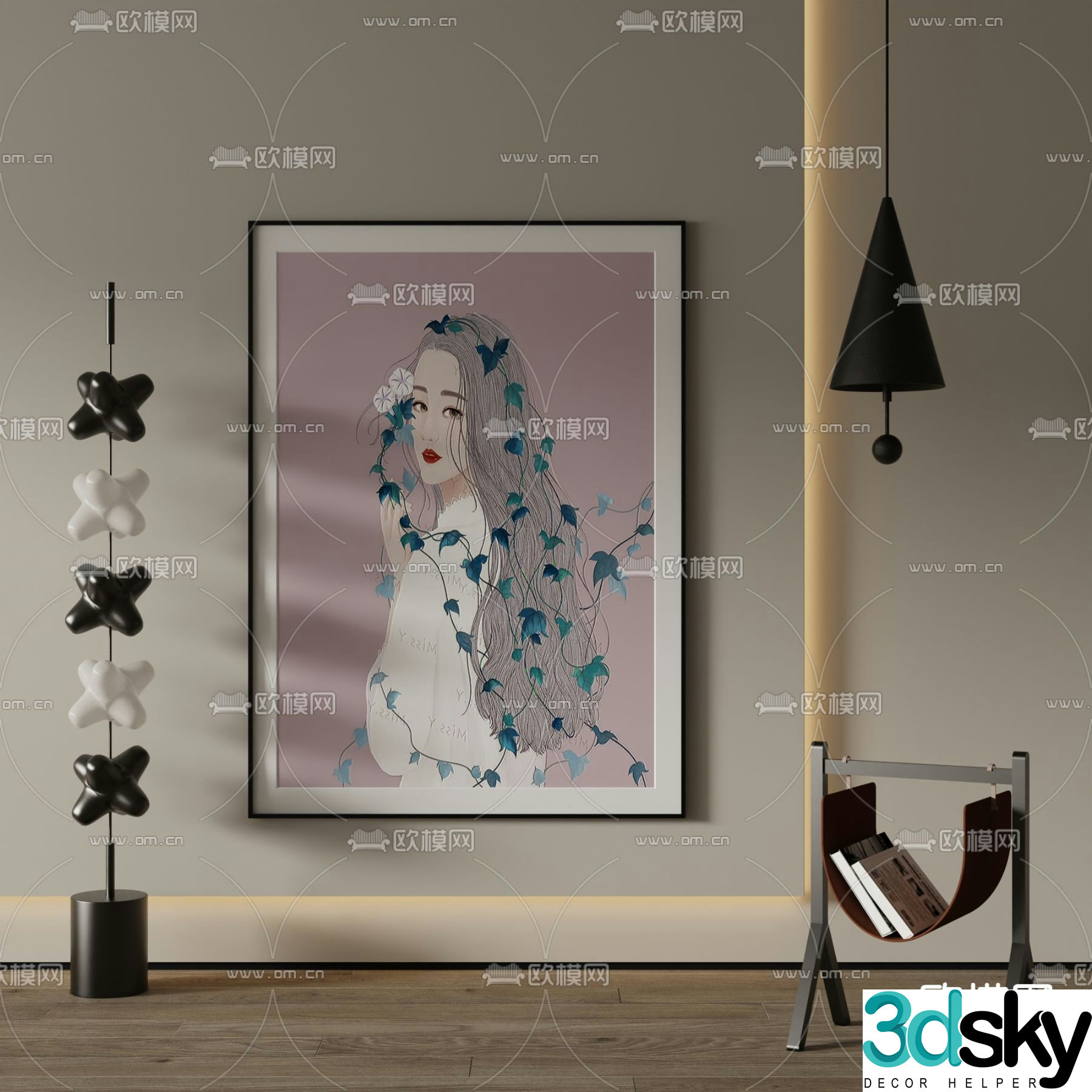 Figure painting Art painting Decorative painting 3d model