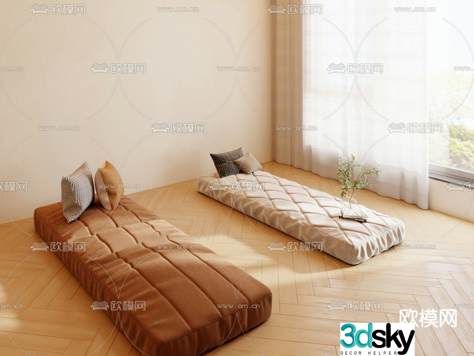 Cushion bay window cushion 3d model