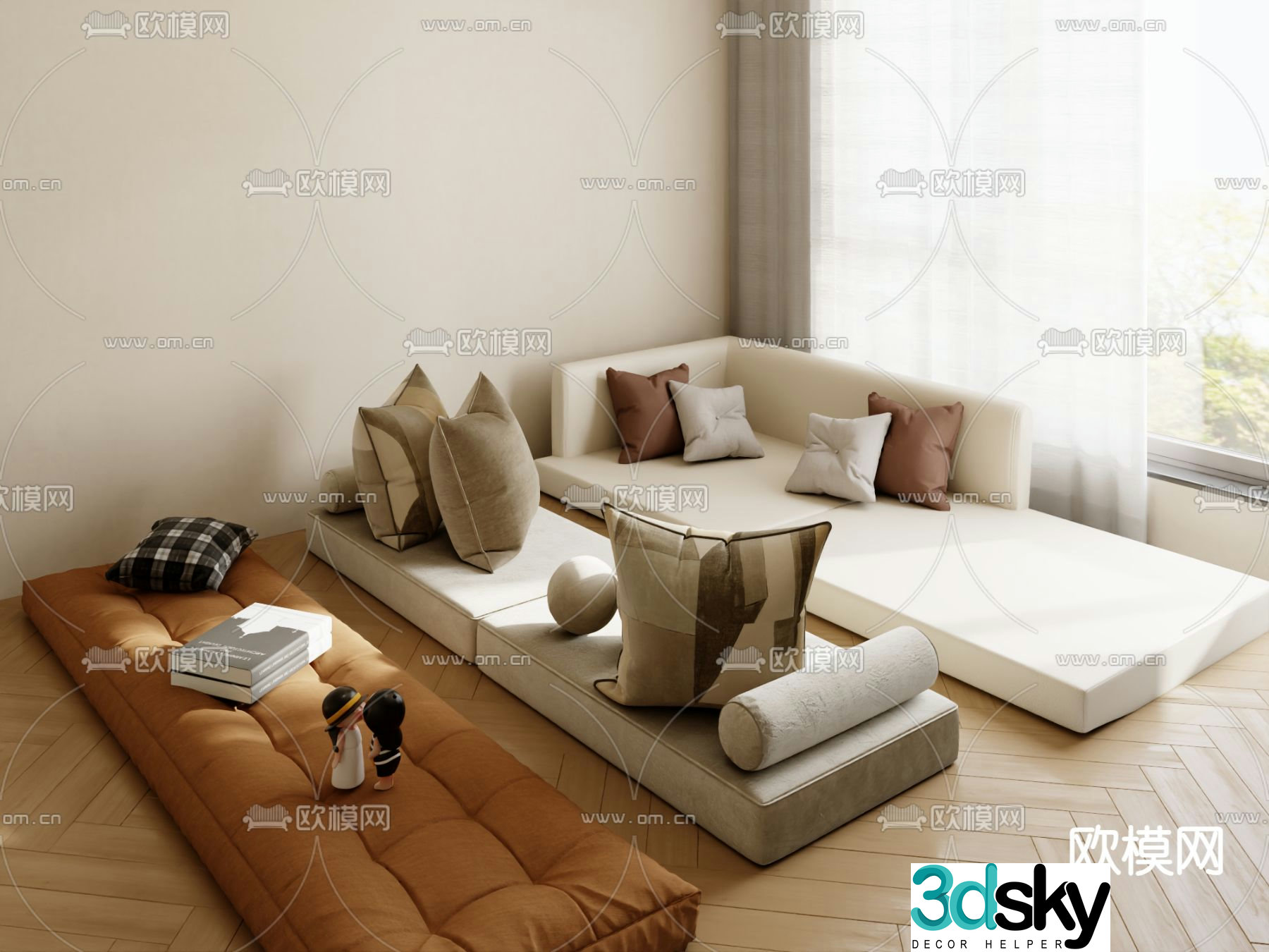 Cushion bay window cushion 3d model