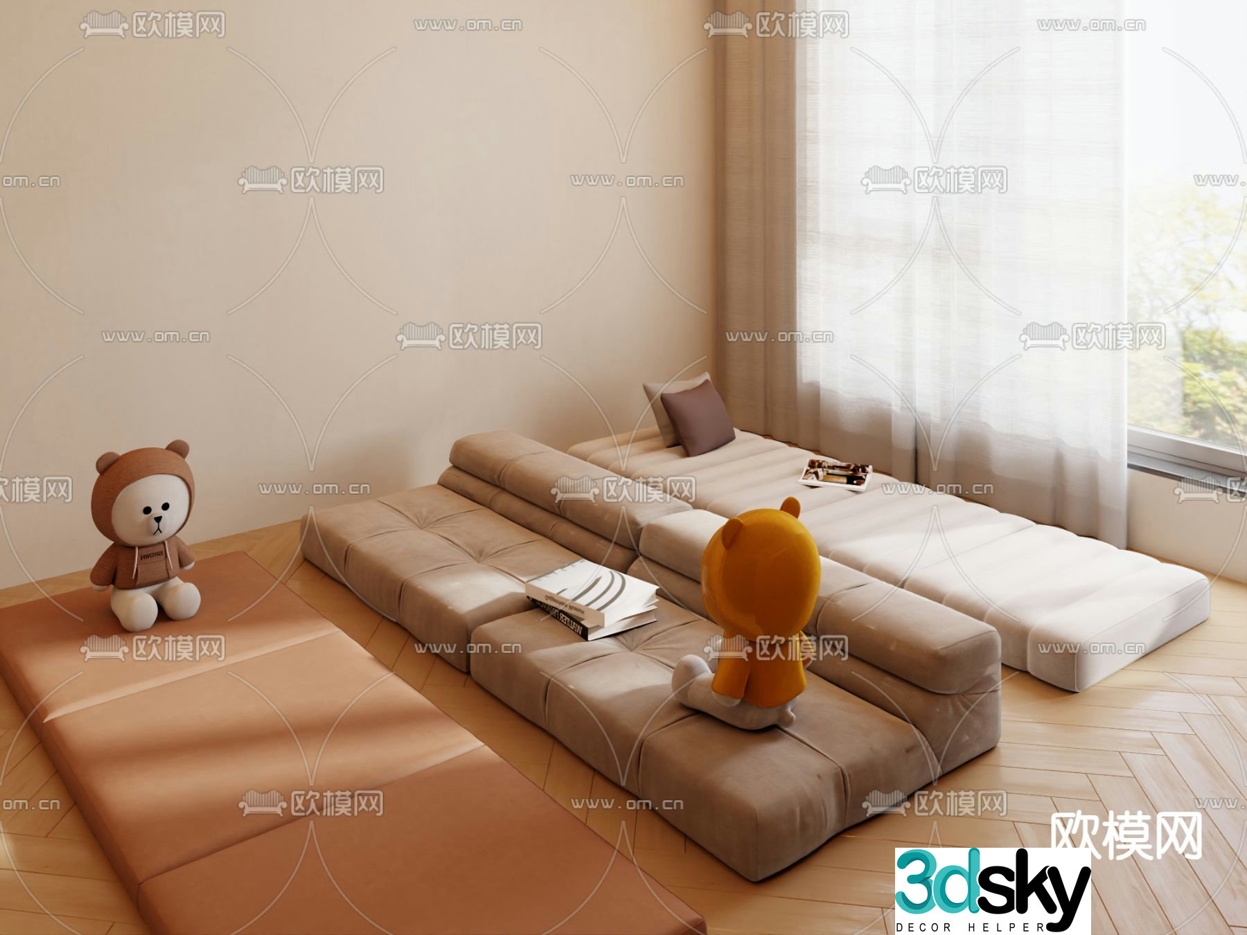 Cushion bay window cushion 3d model