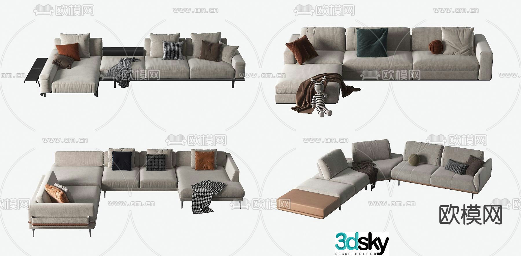 Multi-person sofa corner sofa 3d model